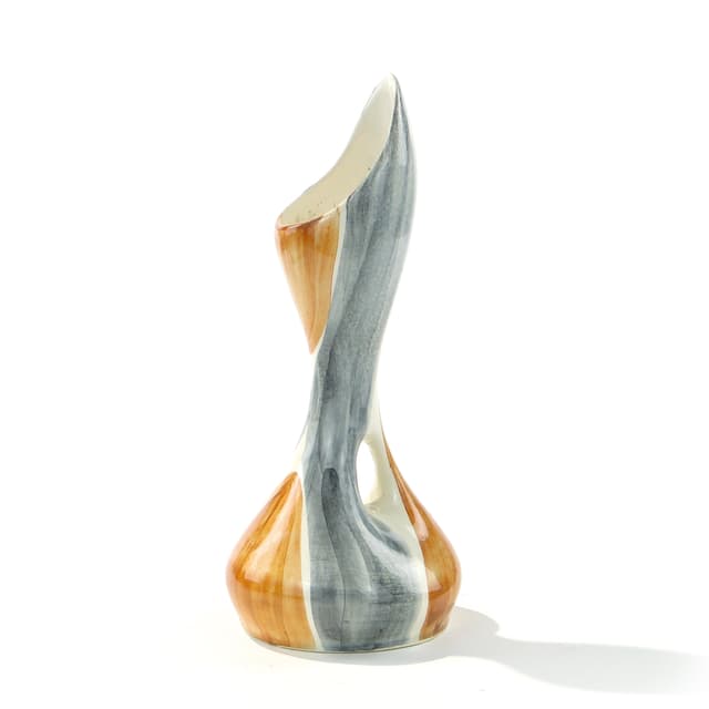 Vase New Look, brown grey white, ceramic, by W. Płażewski, Włocławek, Poland, 1950s. - DIMENSION