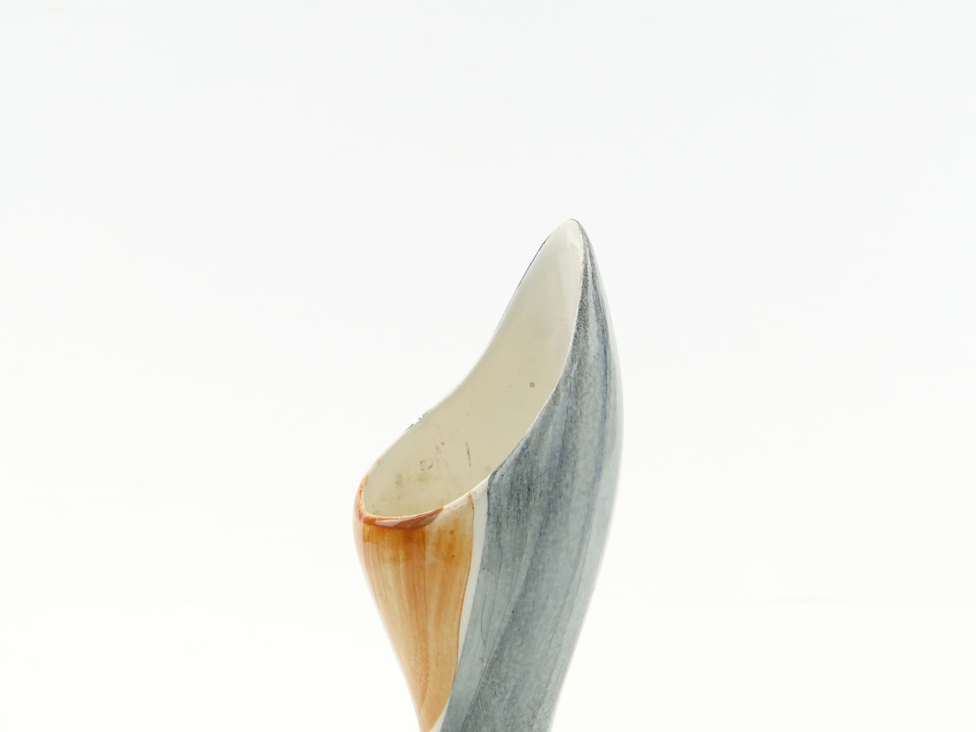 Vase New Look, brown grey white, ceramic, by W. Płażewski, Włocławek, Poland, 1950s. - 332771