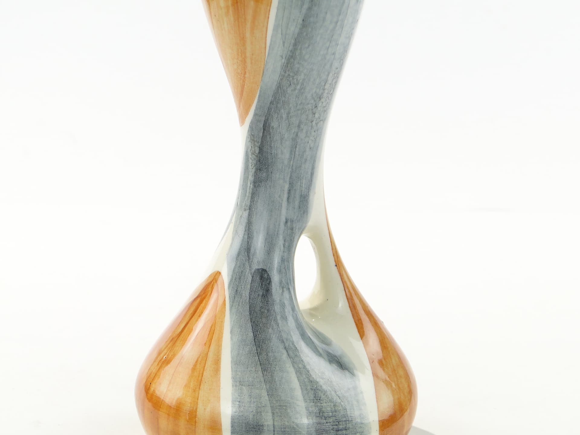 Vase New Look, brown grey white, ceramic, by W. Płażewski, Włocławek, Poland, 1950s. - 332769