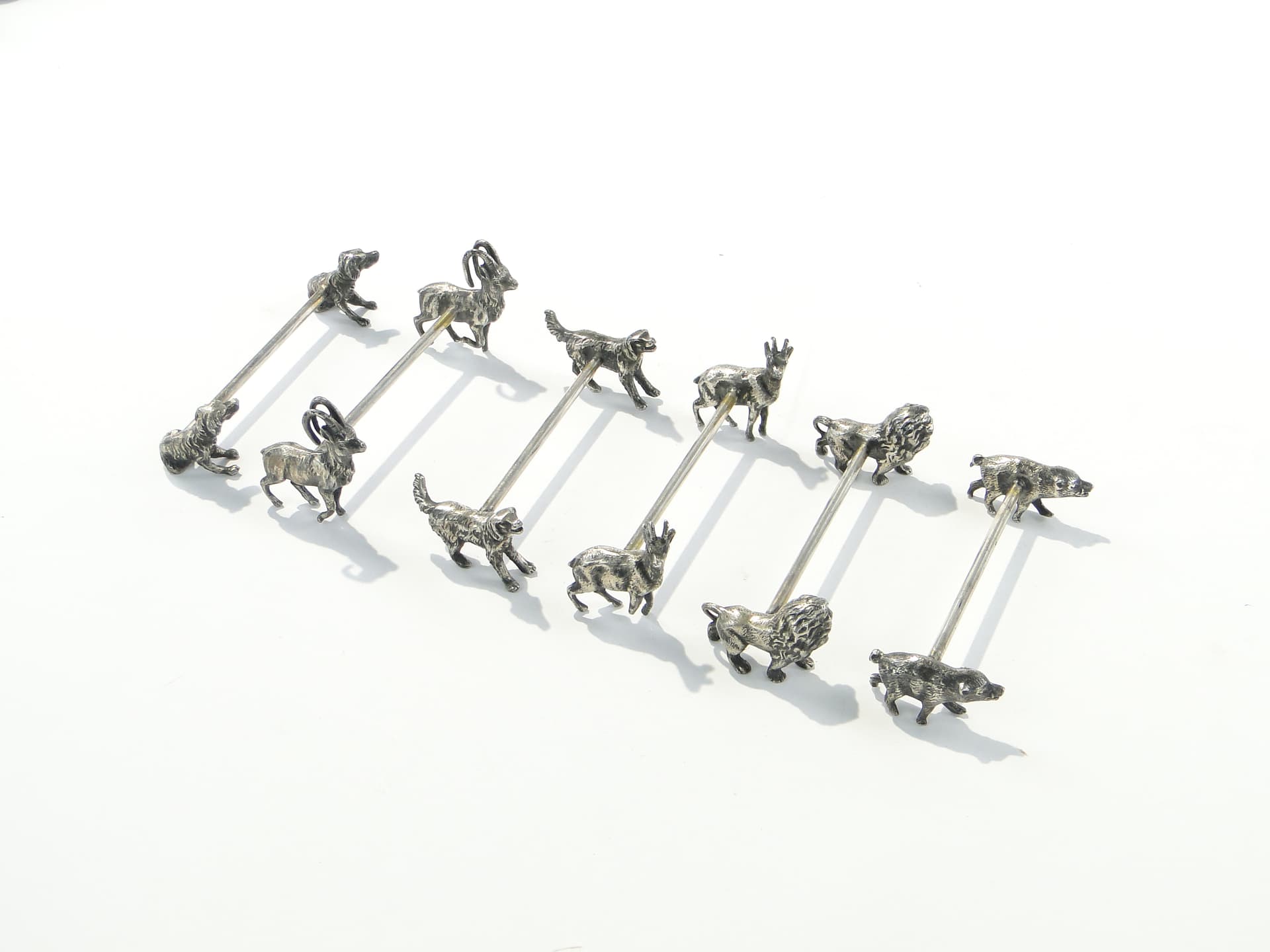 Set of Figural Knife Rests, silver, brass, WMF, Germany, 1890s - 332786