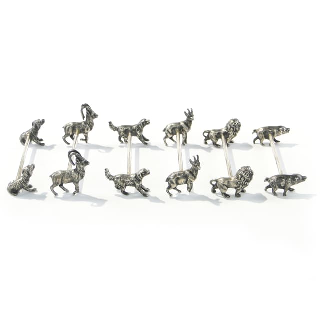 Set of Figural Knife Rests, silver, brass, WMF, Germany, 1890s - DIMENSION