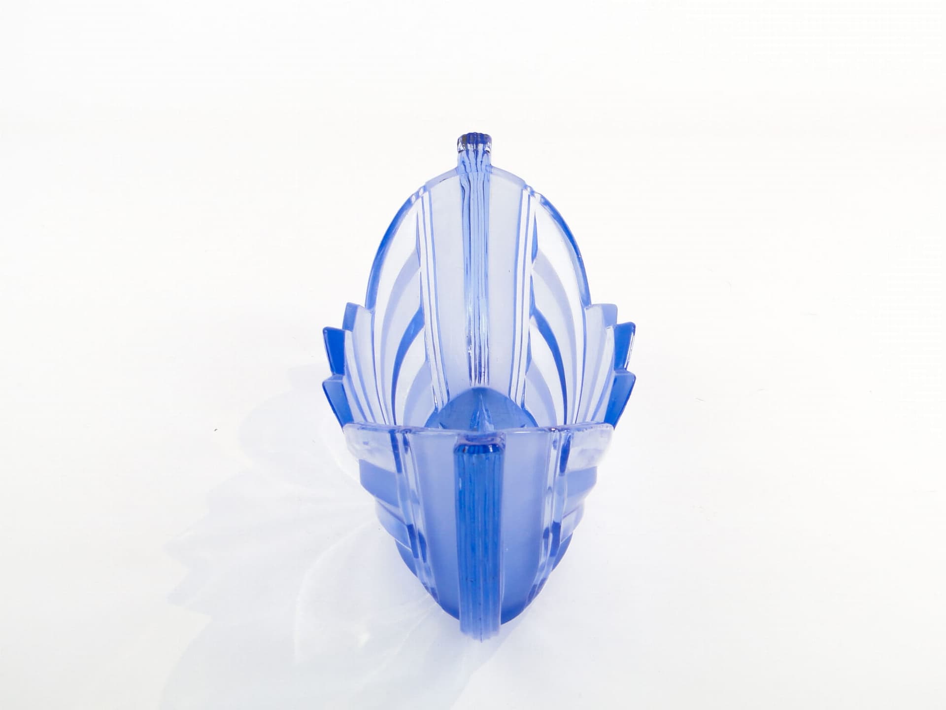 Jardiniere Art Deco, blue transparent, glass, Poland, 1930s. - 332802