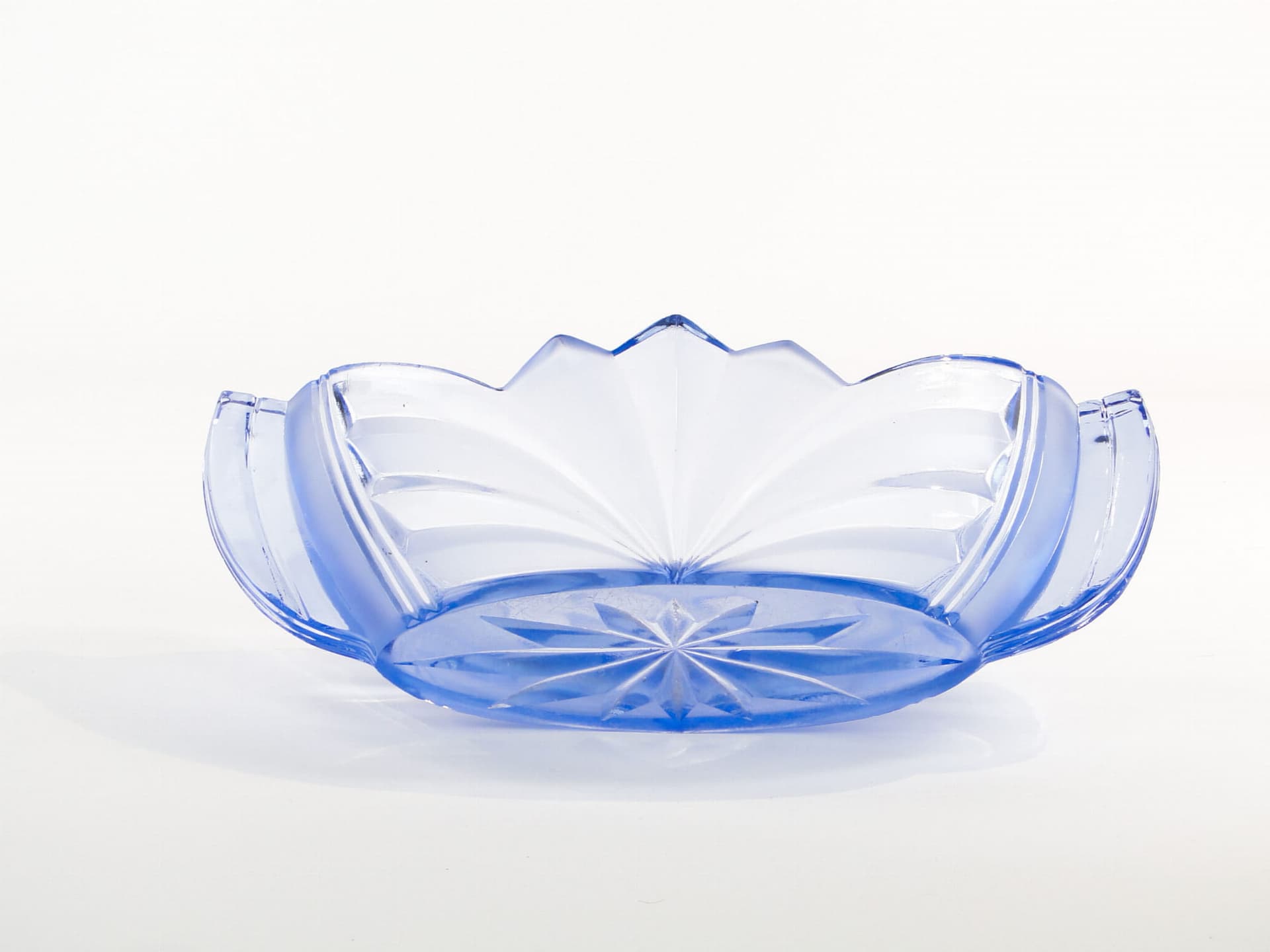 Jardiniere Art Deco, blue transparent, glass, Poland, 1930s. - 332799