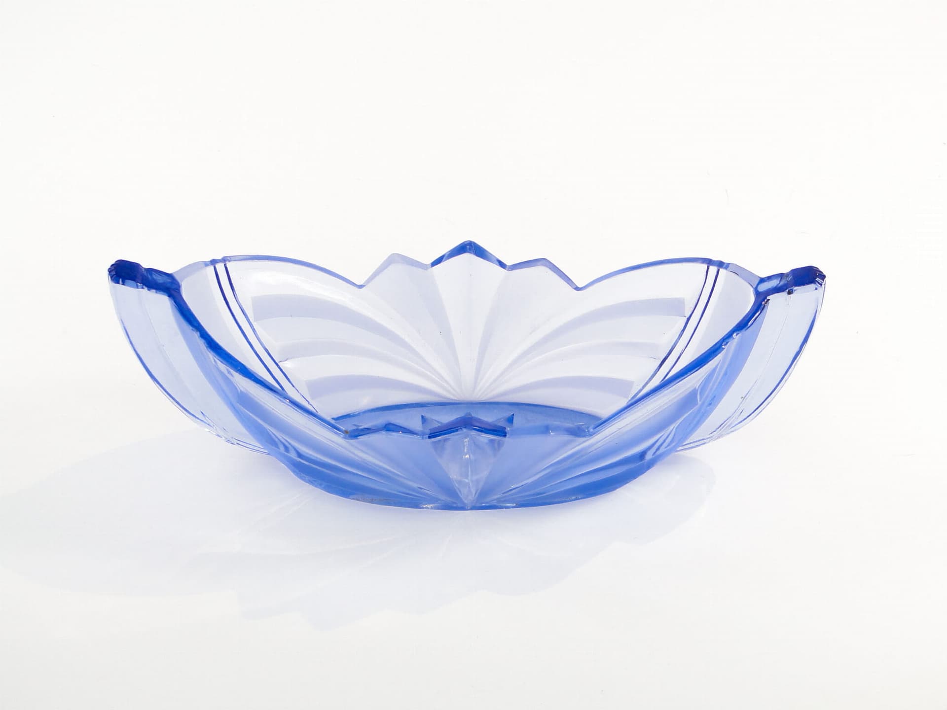 Jardiniere Art Deco, blue transparent, glass, Poland, 1930s. - 332803