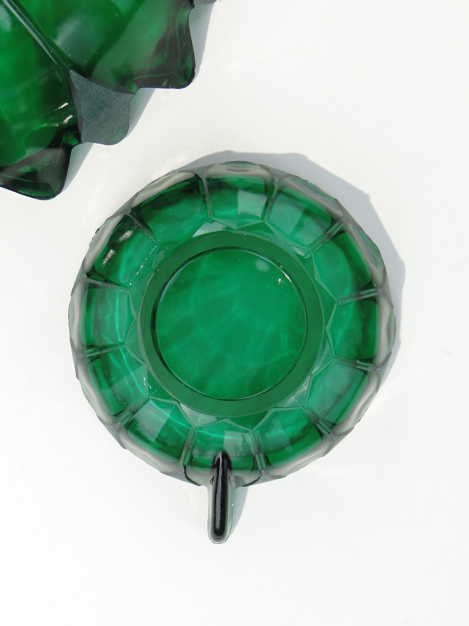 Dessert Set Art Deco, emerald green, glass, Hermanova Hut (Stölzle), Czechoslovakia, 1930s - 332810