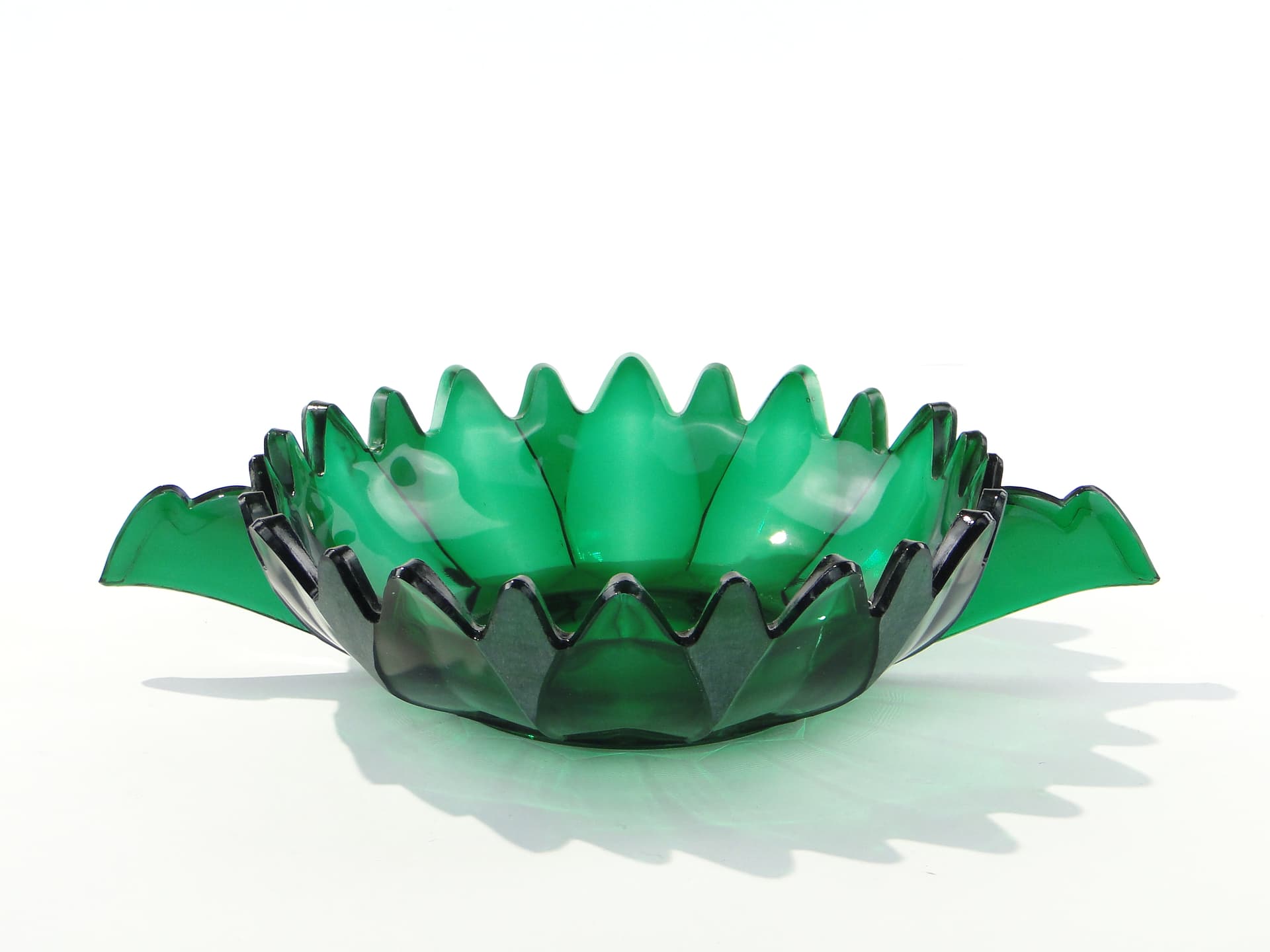 Dessert Set Art Deco, emerald green, glass, Hermanova Hut (Stölzle), Czechoslovakia, 1930s - 332812