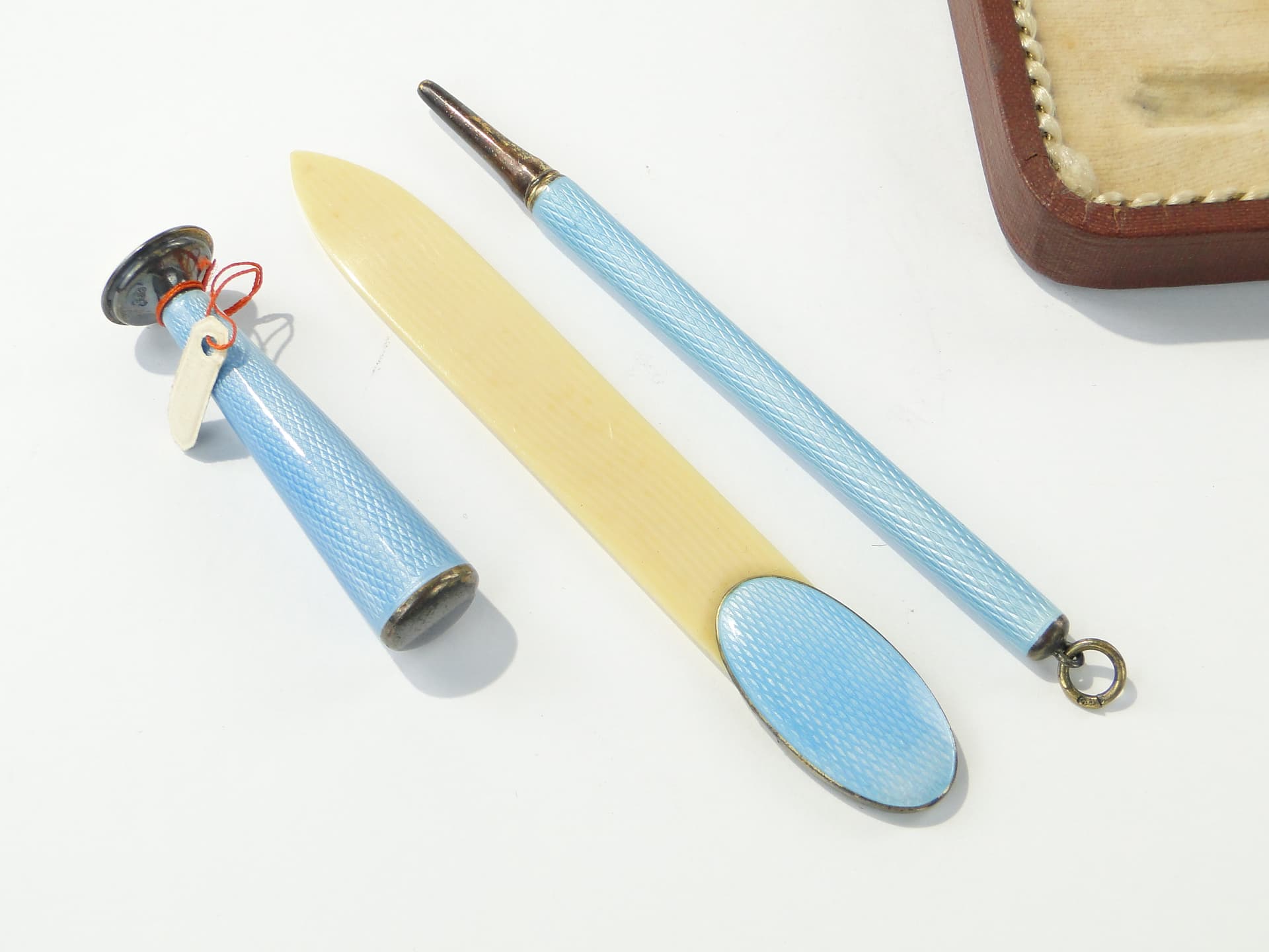 Writing set, Art Deco, blue enamel, silver, Italy, 1940s - 332859
