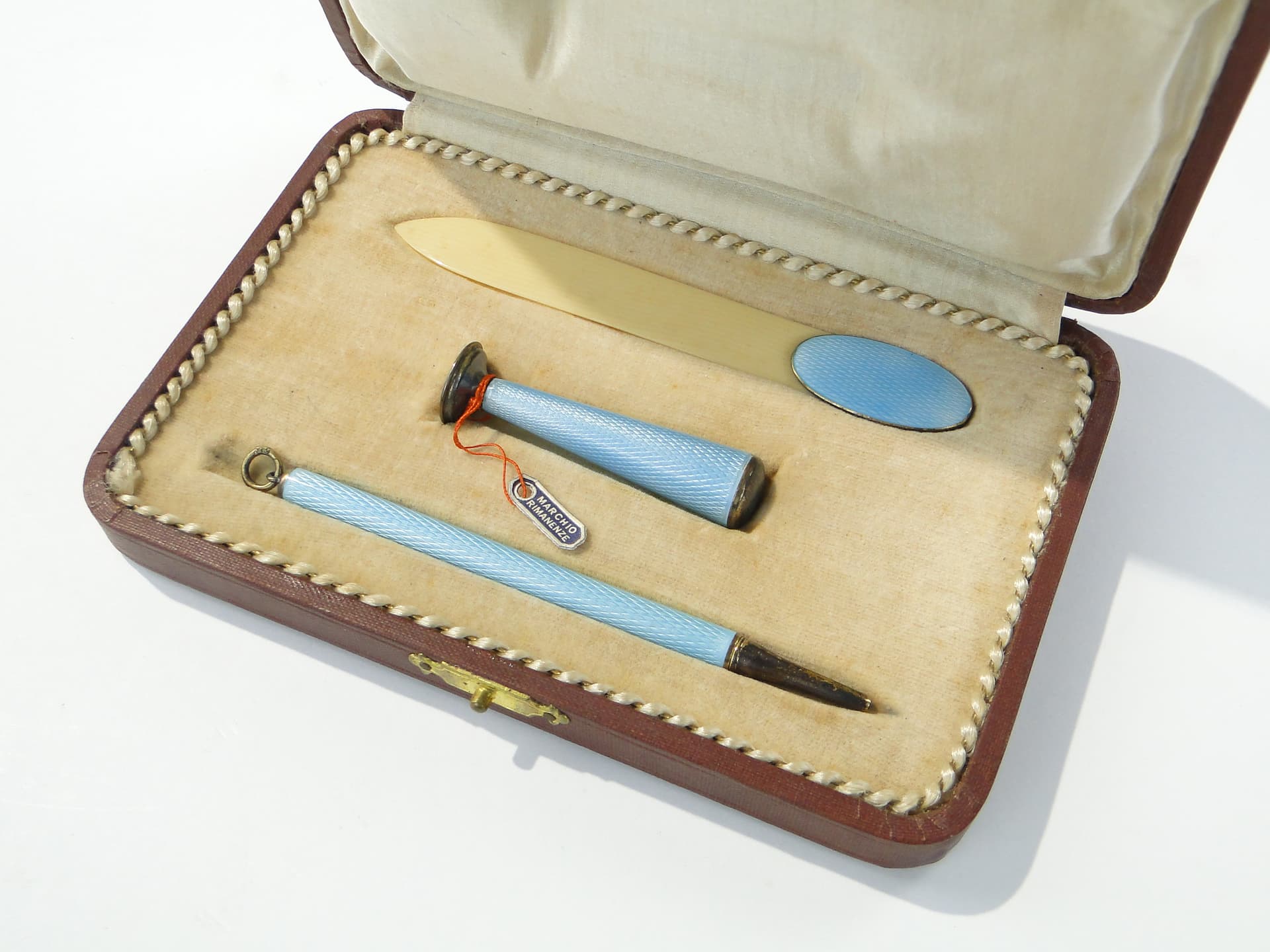 Writing set, Art Deco, blue enamel, silver, Italy, 1940s - 332852