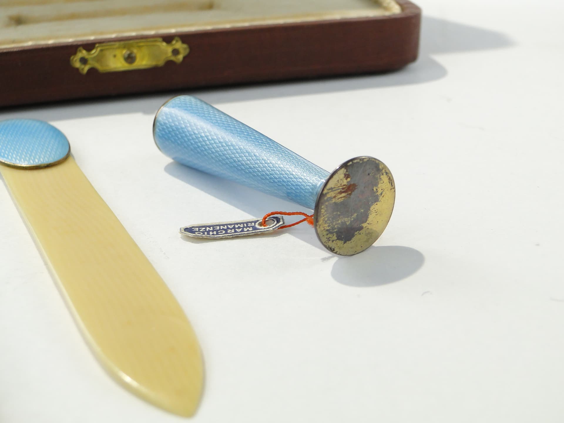 Writing set, Art Deco, blue enamel, silver, Italy, 1940s - 332856