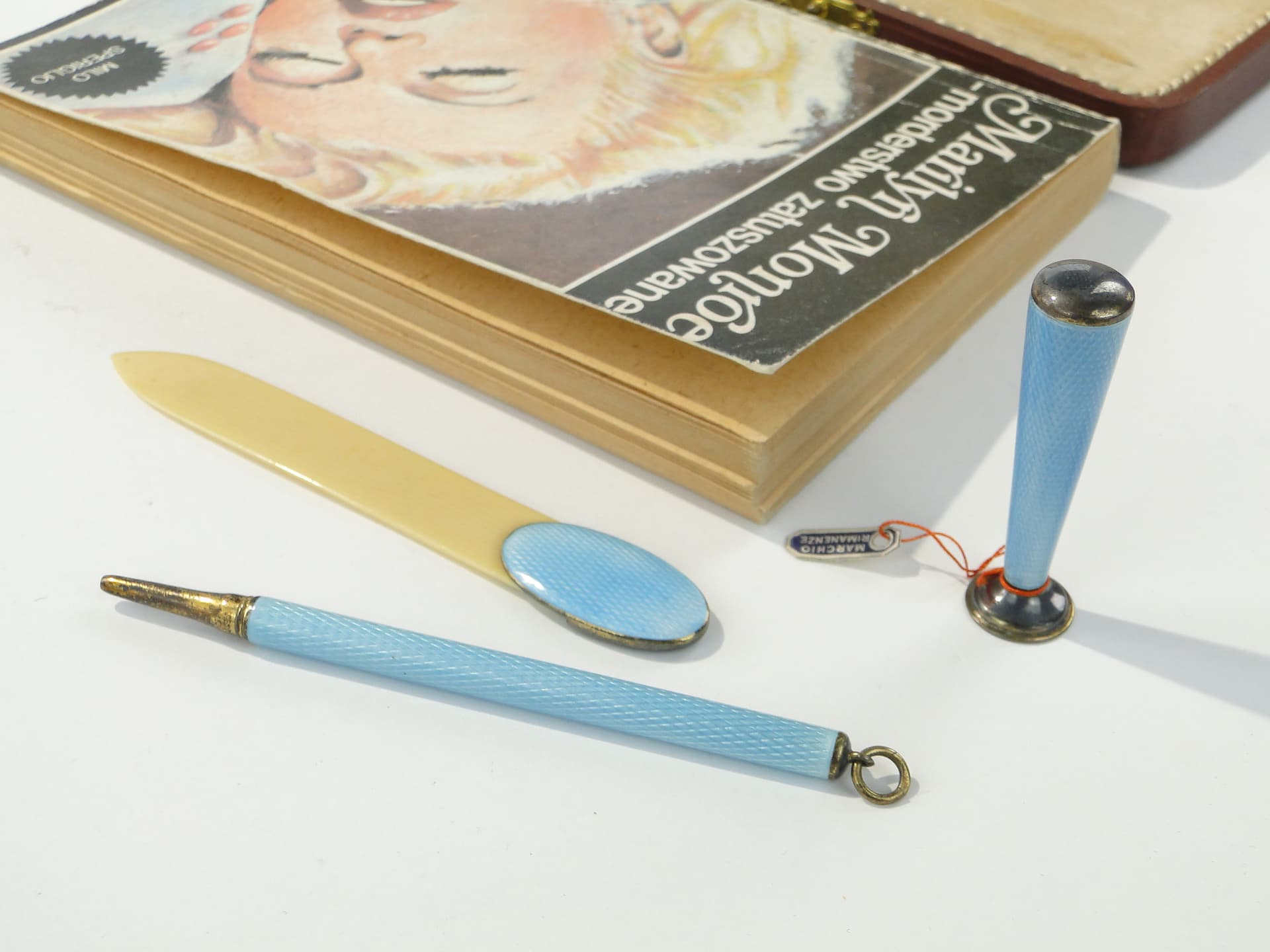 Writing set, Art Deco, blue enamel, silver, Italy, 1940s - 332864