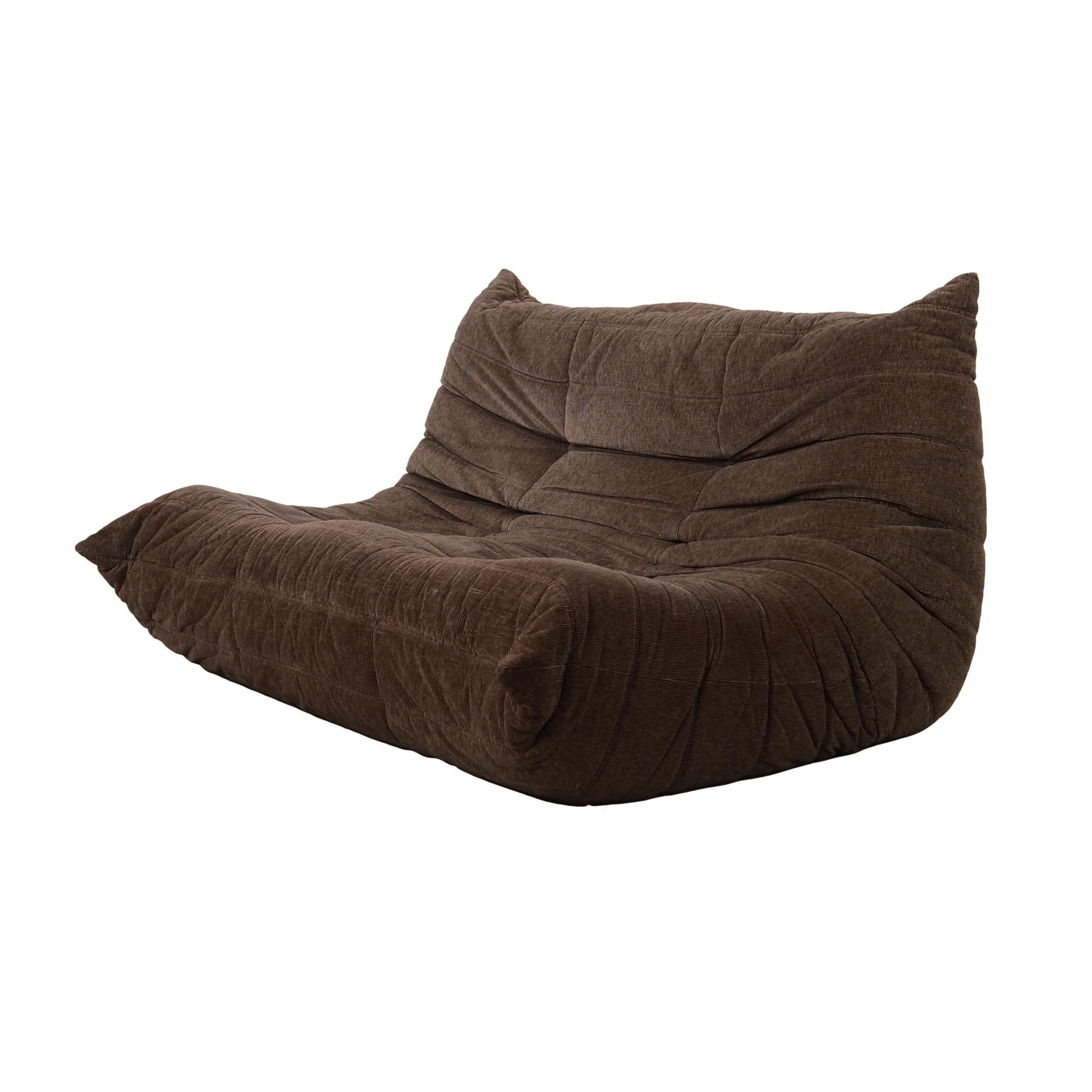Sofa Togo, brown fabric, by M. Ducaroy, Ligne Roset, France, 1970s.