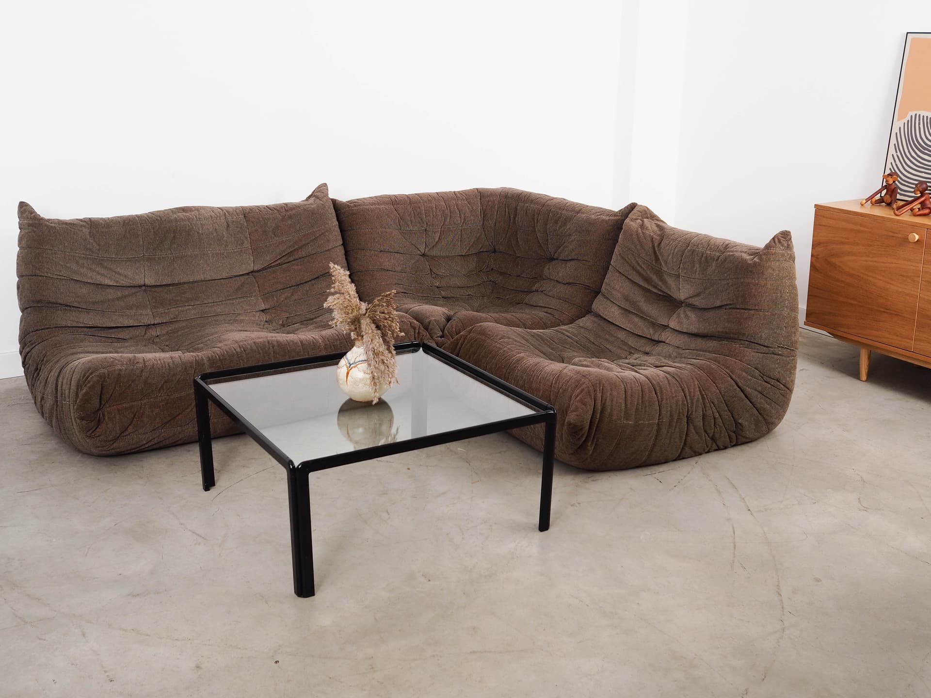 Sofa Togo, brown fabric, by M. Ducaroy, Ligne Roset, France, 1970s. - 332869