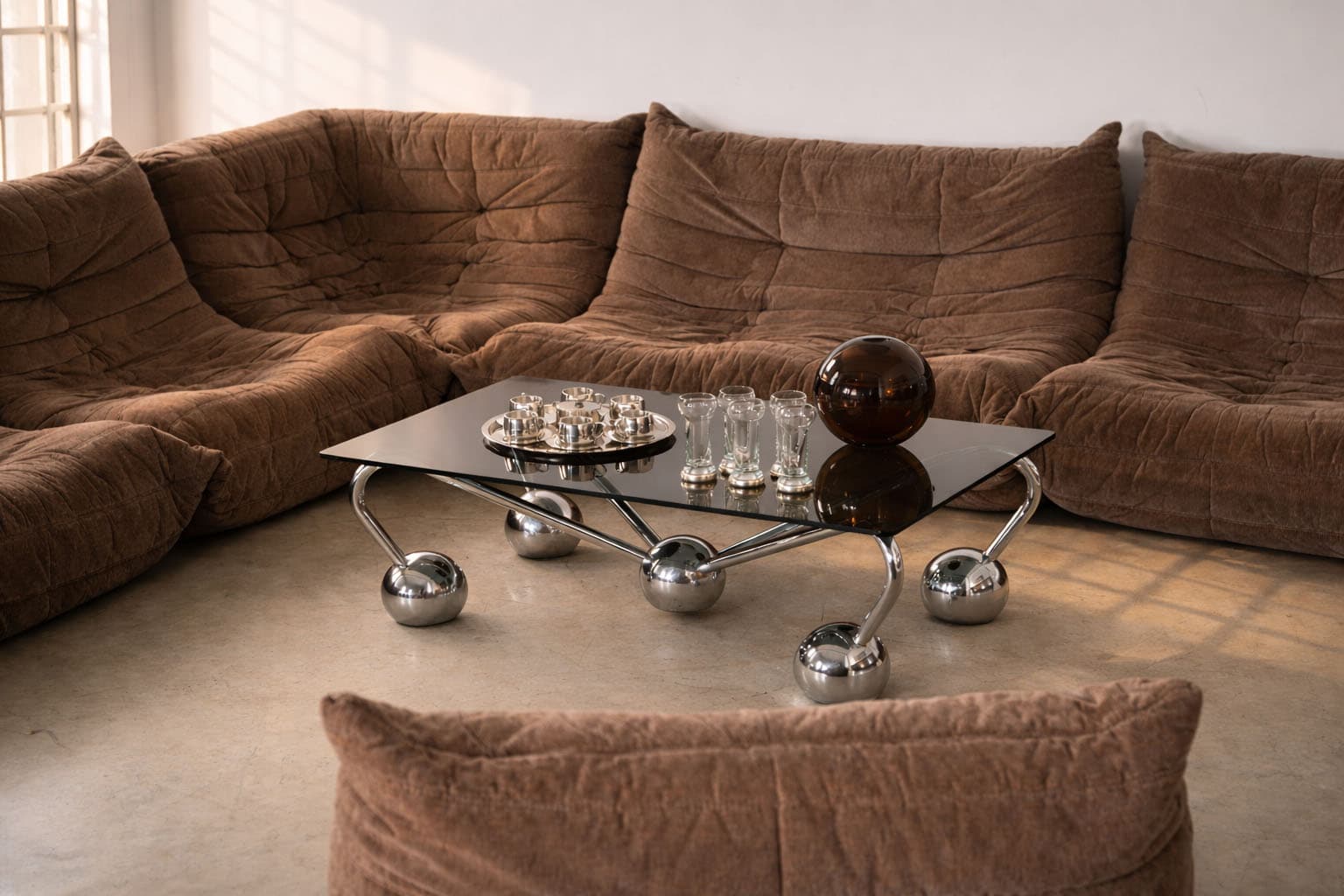 Corner sofa Togo, brown fabric, by M. Ducaroy, France, 1970s. - 332881