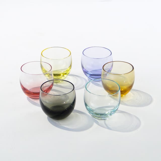 Set of glasses Cubito, multicolor transparent crystal, by R. Lechner, Moser, Czech Republic, 1960s. - DIMENSION