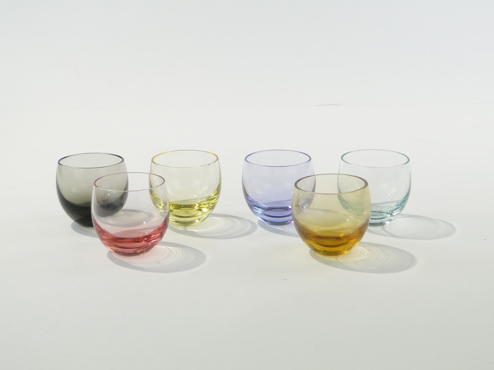 Set of glasses Cubito, multicolor transparent crystal, by R. Lechner, Moser, Czech Republic, 1960s. - 332973