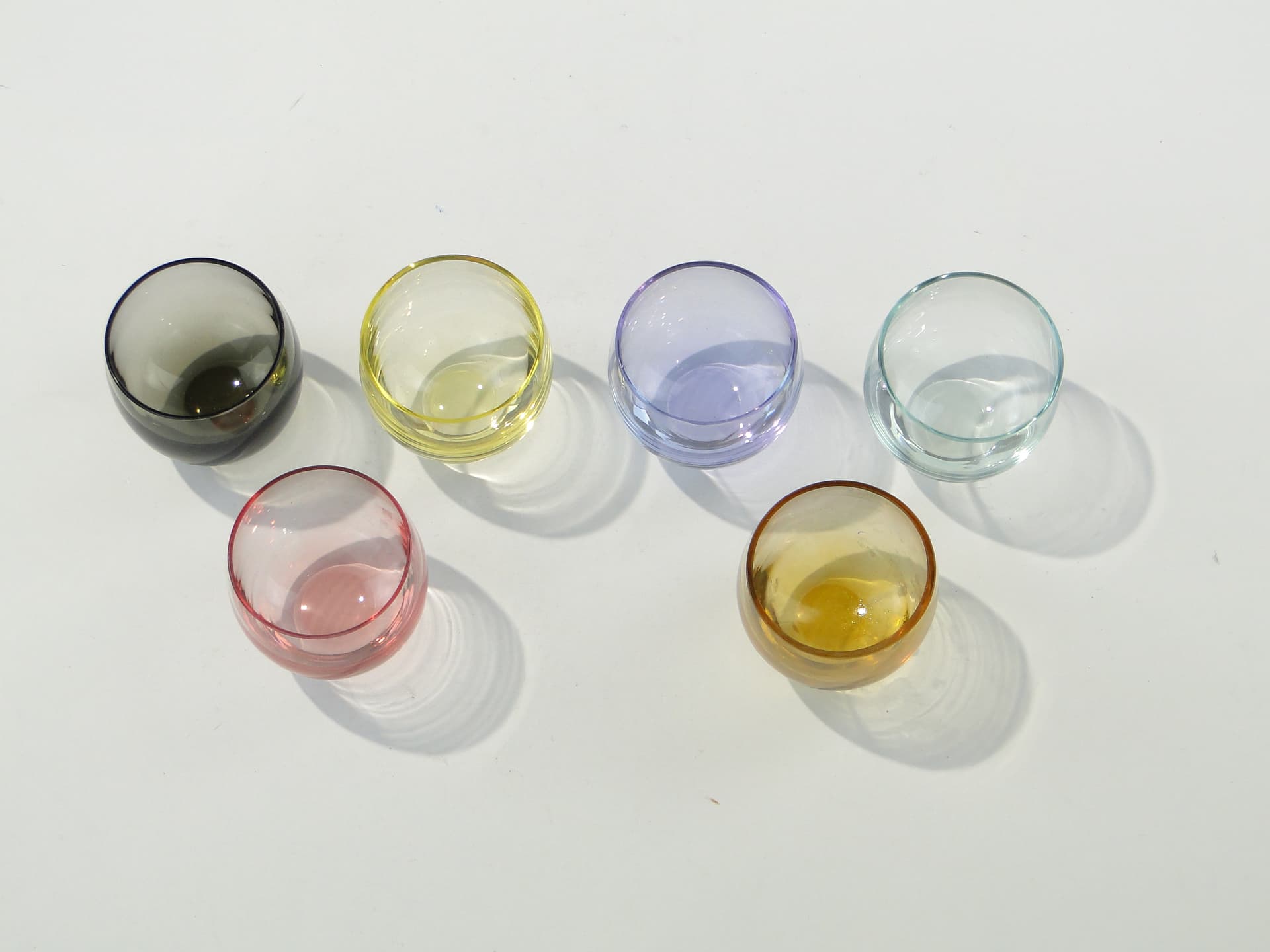 Set of glasses Cubito, multicolor transparent crystal, by R. Lechner, Moser, Czech Republic, 1960s. - 332974