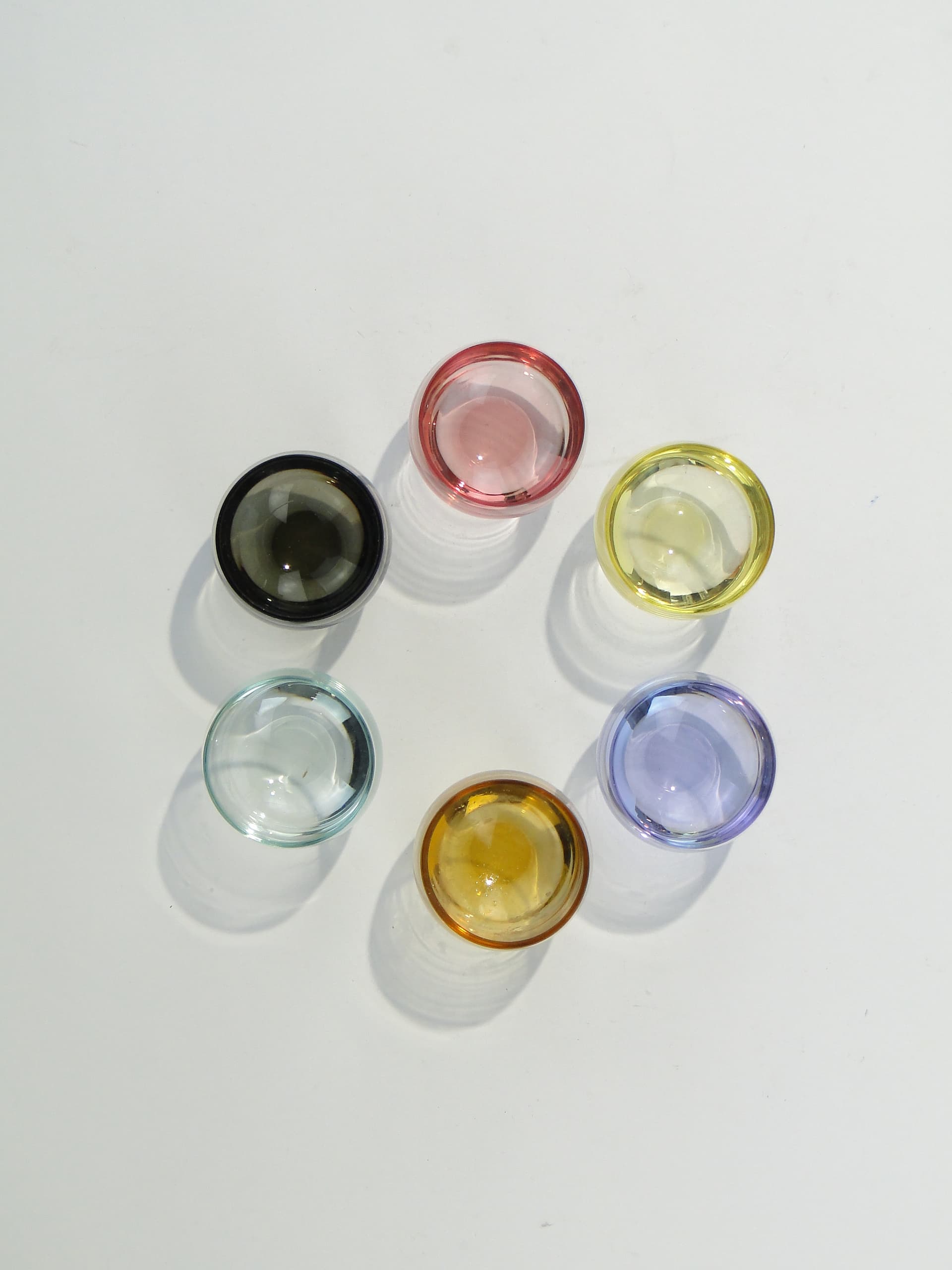 Set of glasses Cubito, multicolor transparent crystal, by R. Lechner, Moser, Czech Republic, 1960s. - 332977