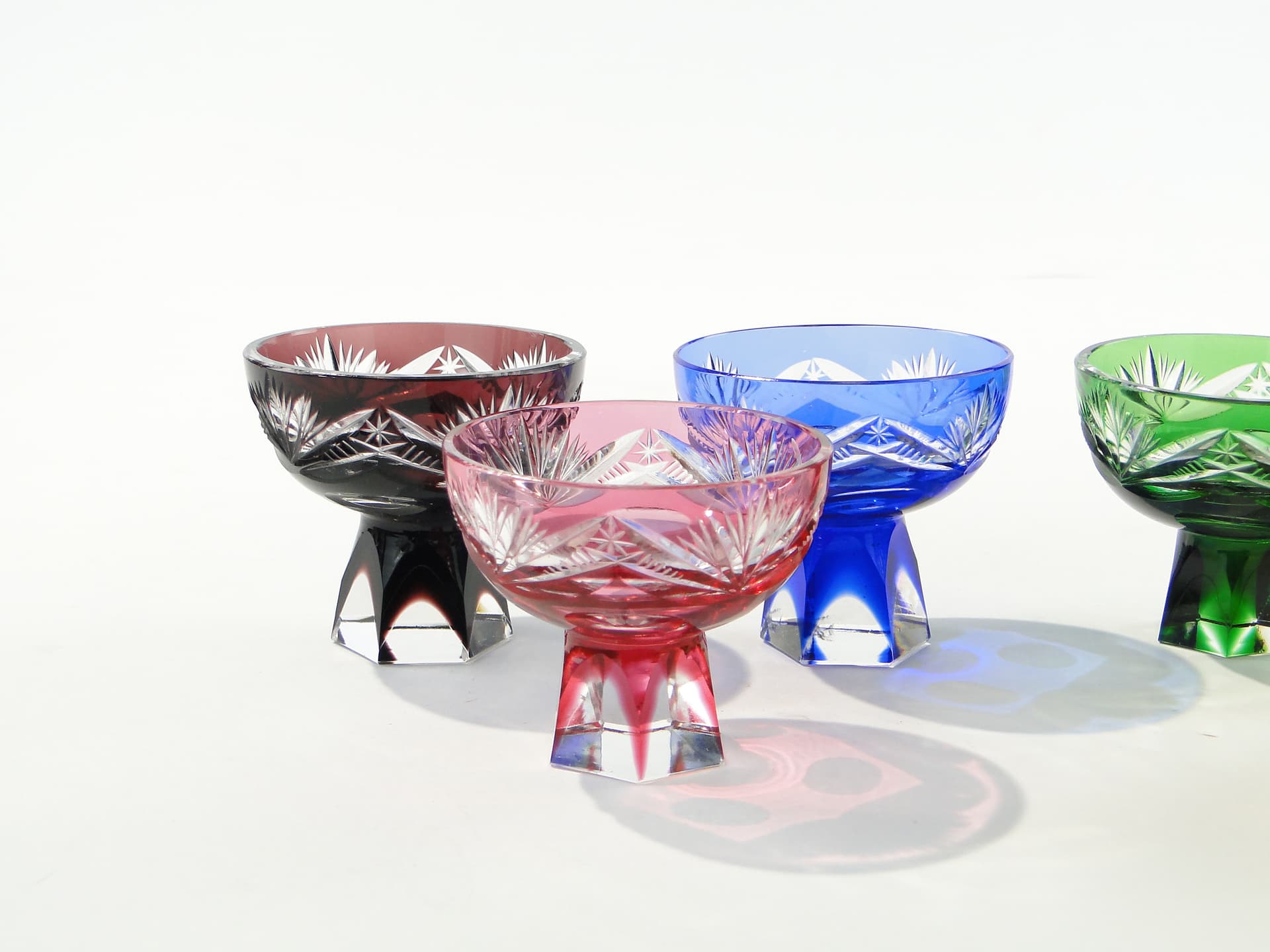 Set of liqueur glasses Józefina, multicolor, crystal, Josephinenhütte, Poland, 1920s - 332981
