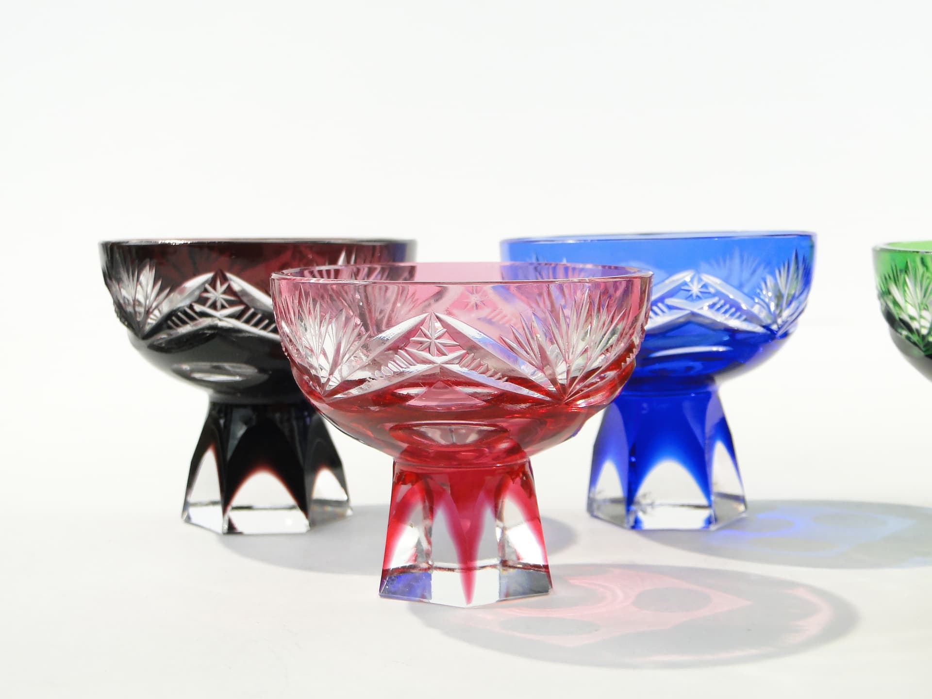 Set of liqueur glasses Józefina, multicolor, crystal, Josephinenhütte, Poland, 1920s - 332982