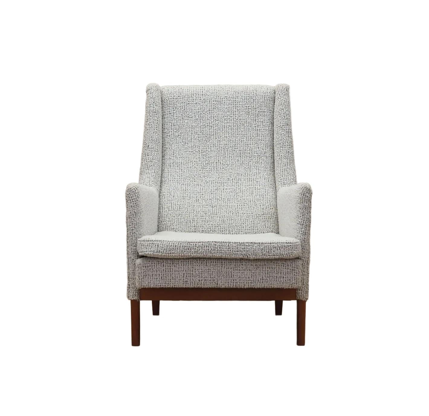 Lounge armchair, white, beech, Denmark, 1960s.