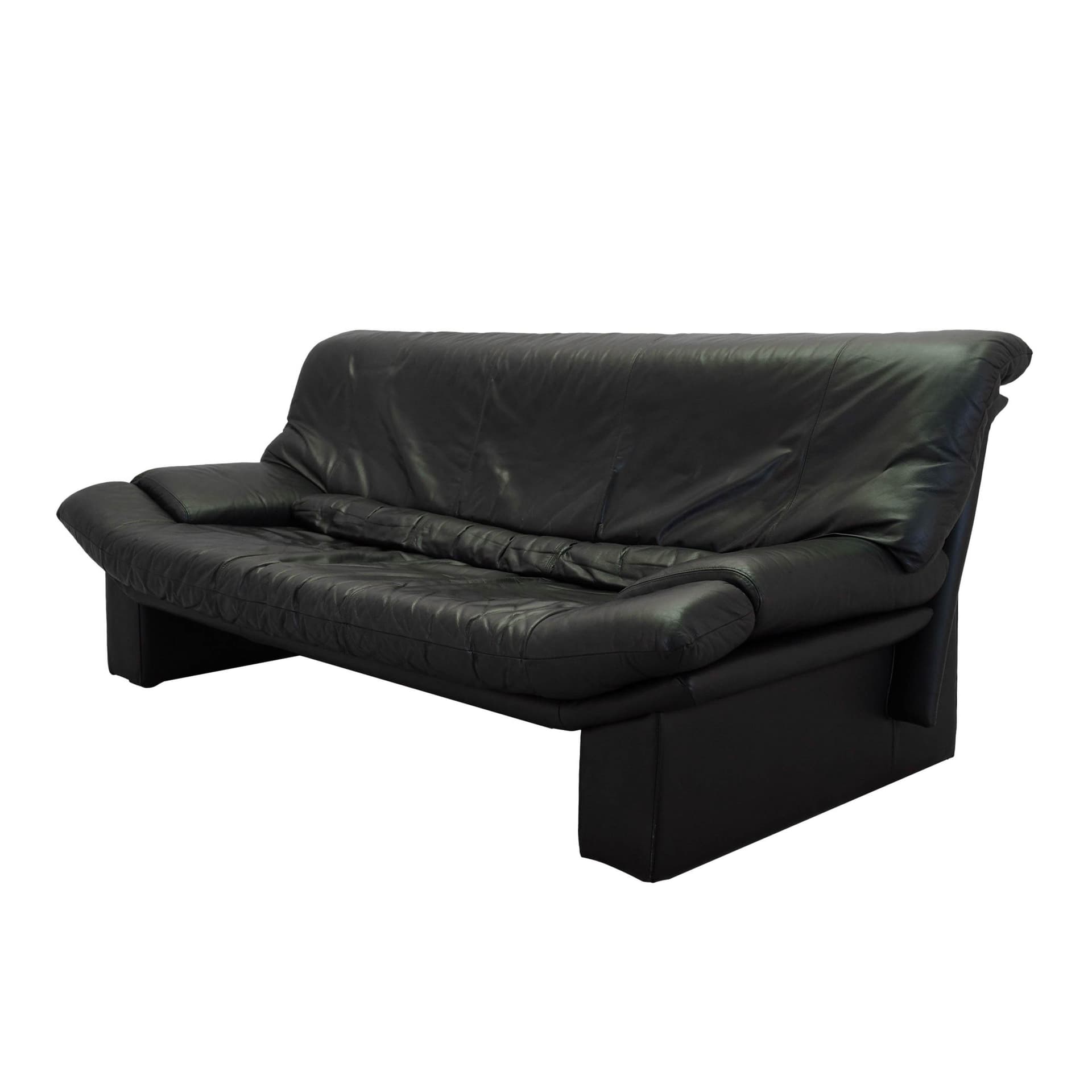 Sofa, black leather, Italy, 1960s.