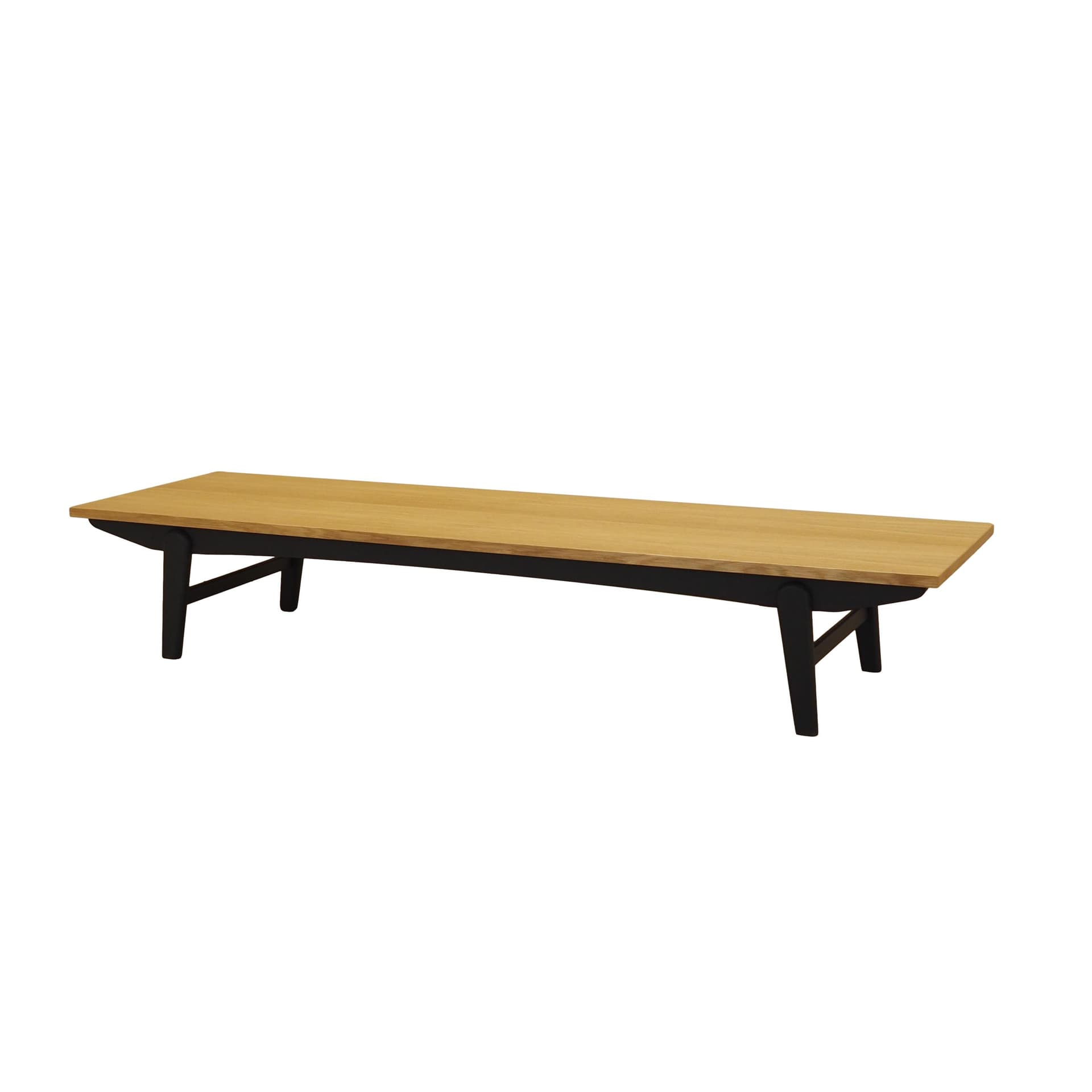 Lowboard, brown oak, black wood, Denmark, 1970s.
