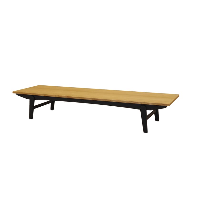 Lowboard, brown oak, black wood, Denmark, 1970s.