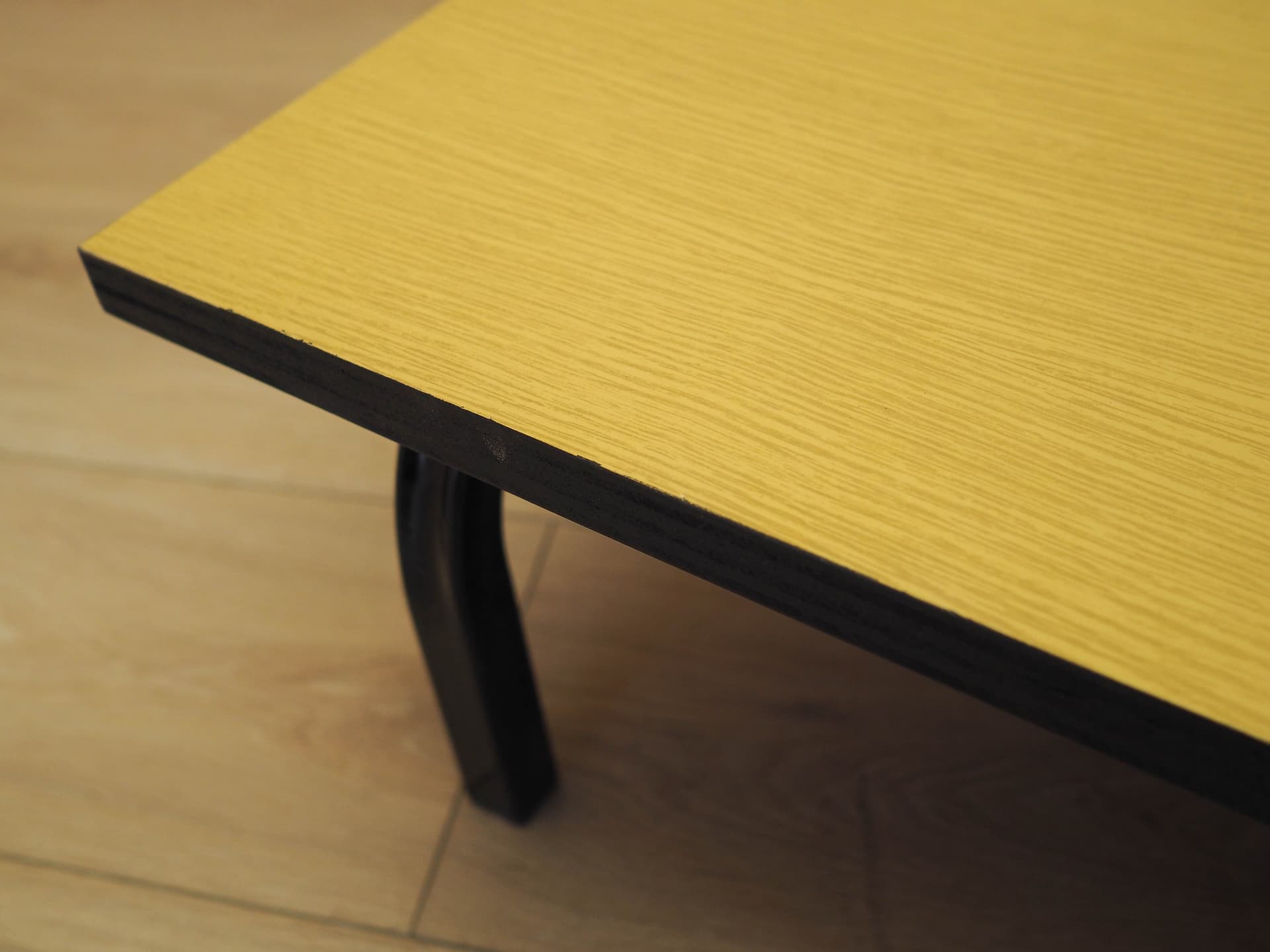 Lowboard, yellow laminate, black metal, Denmark, 1980s. - 333070