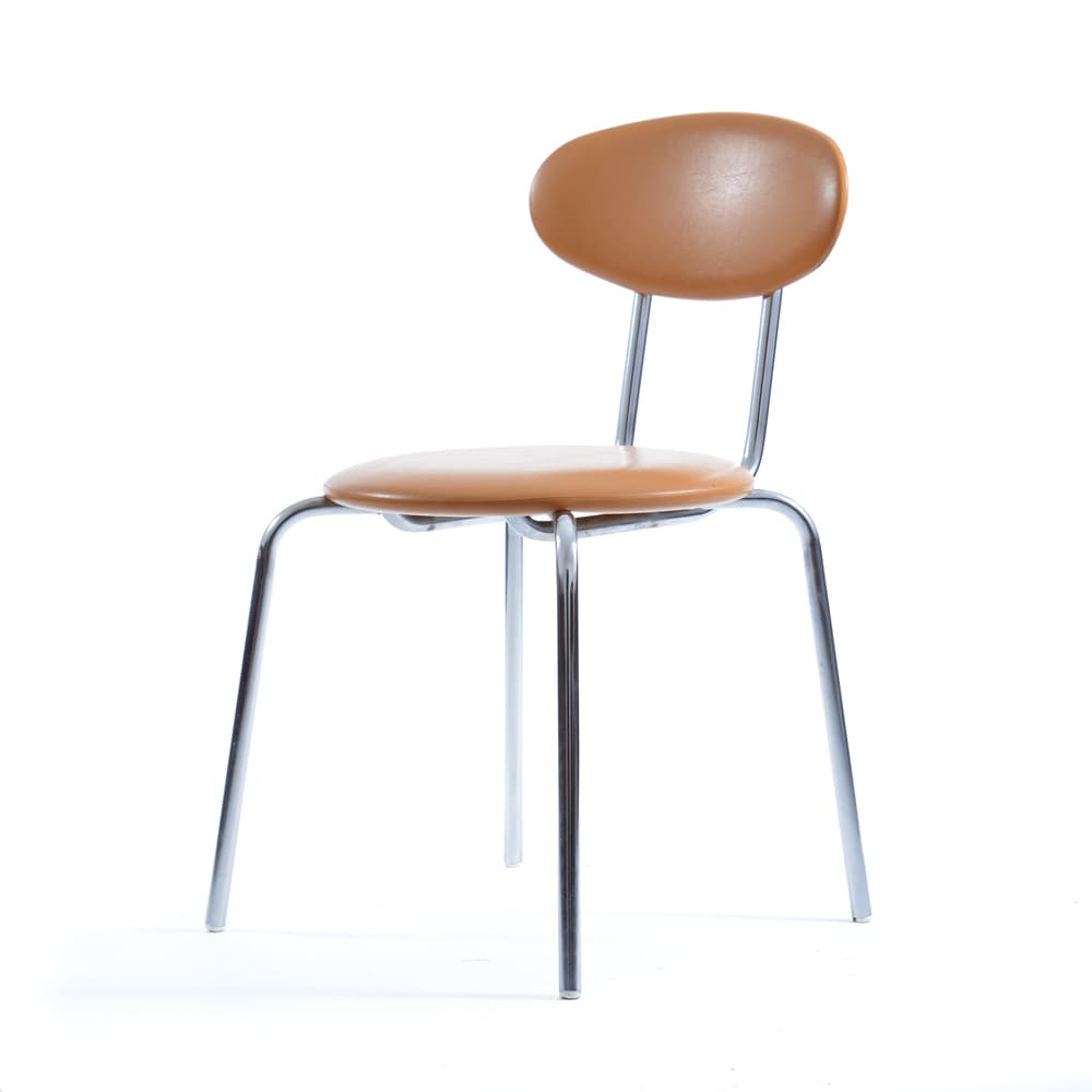 Chair, beige faux leather, chrome, Kovona, Czechoslovakia, 1970s. - 333106