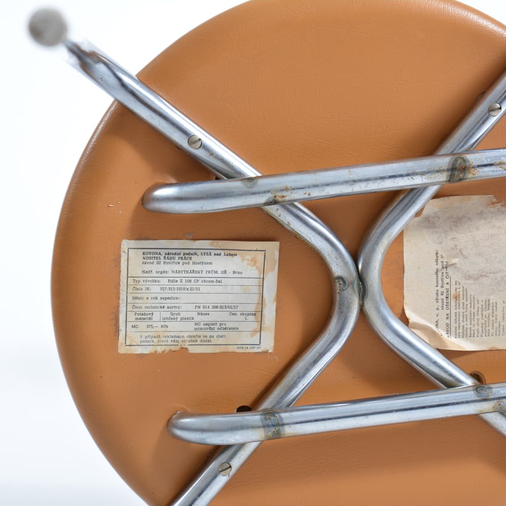 Chair, beige faux leather, chrome, Kovona, Czechoslovakia, 1970s. - 333115