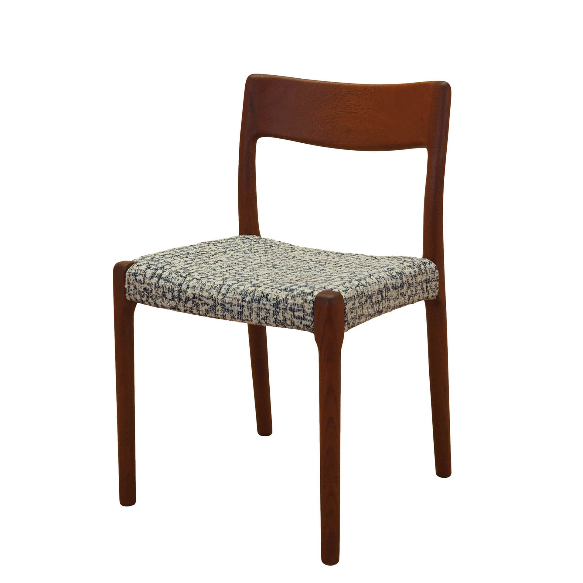 Chair, brown teak, multicolor fabric, Denmark, 1960s.