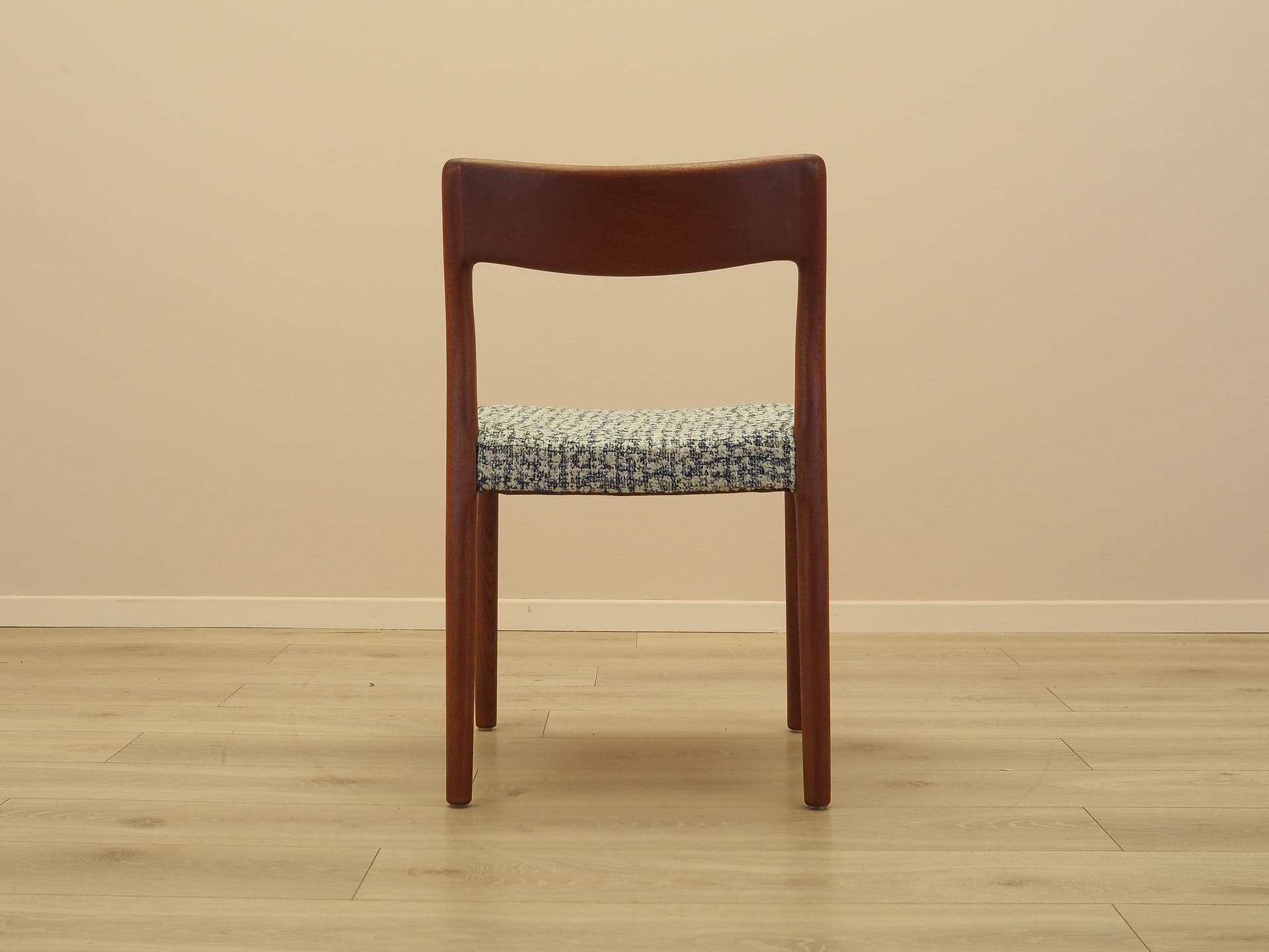 Chair, brown teak, multicolor fabric, Denmark, 1960s. - 333186