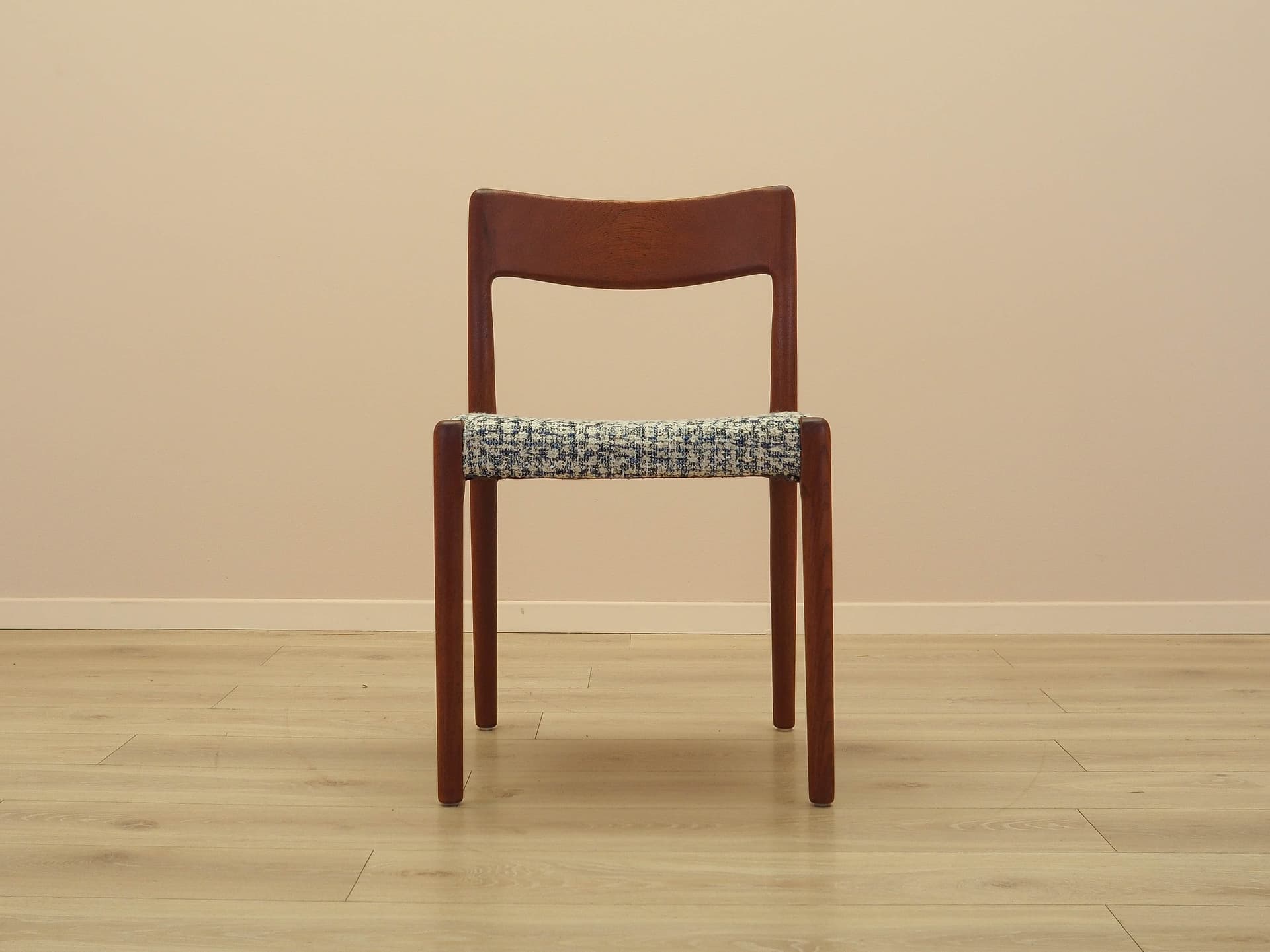Chair, brown teak, multicolor fabric, Denmark, 1960s. - 333182