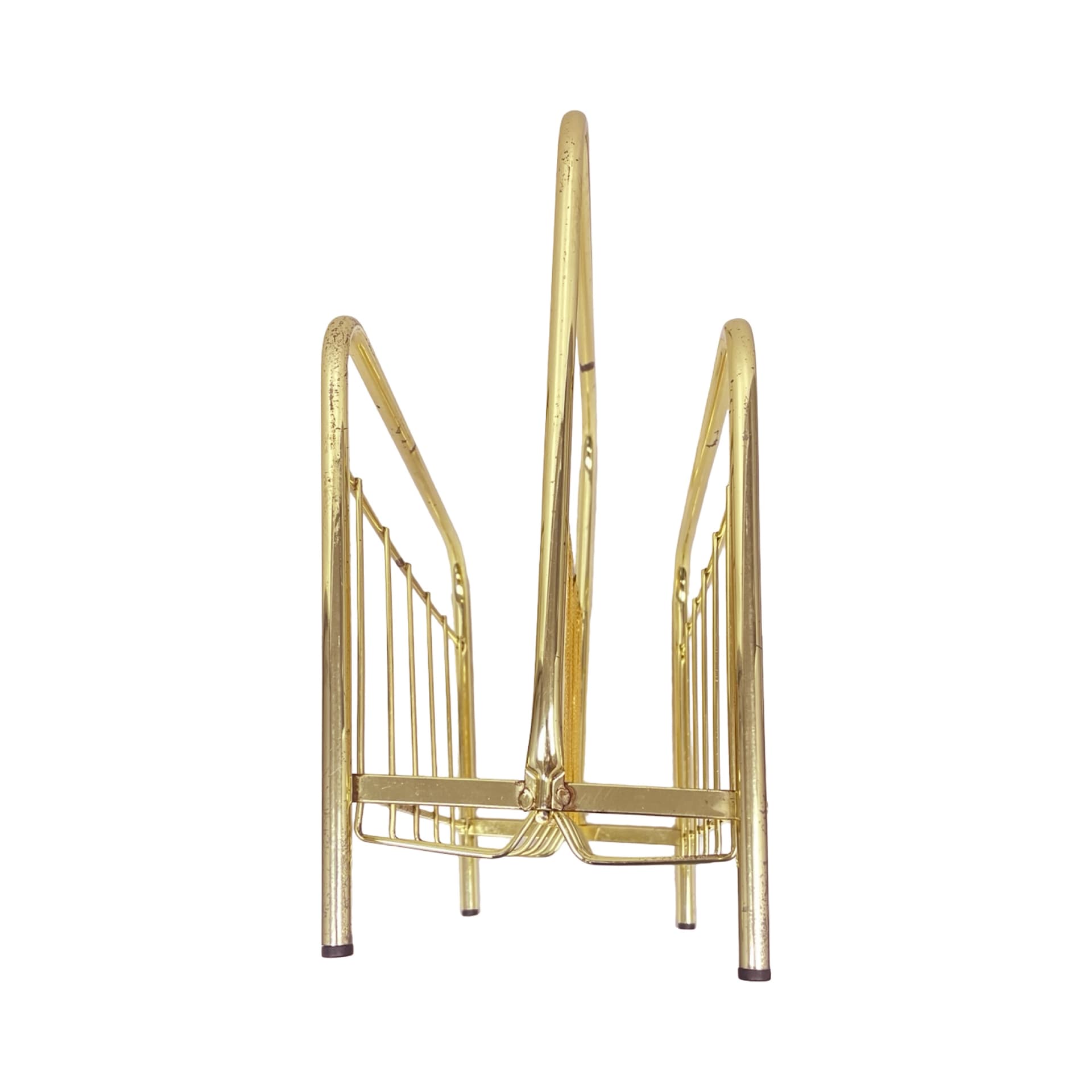 Magazine Rack, Hollywood Regency, gold brass, fabric, Germany, 1970s - 333198