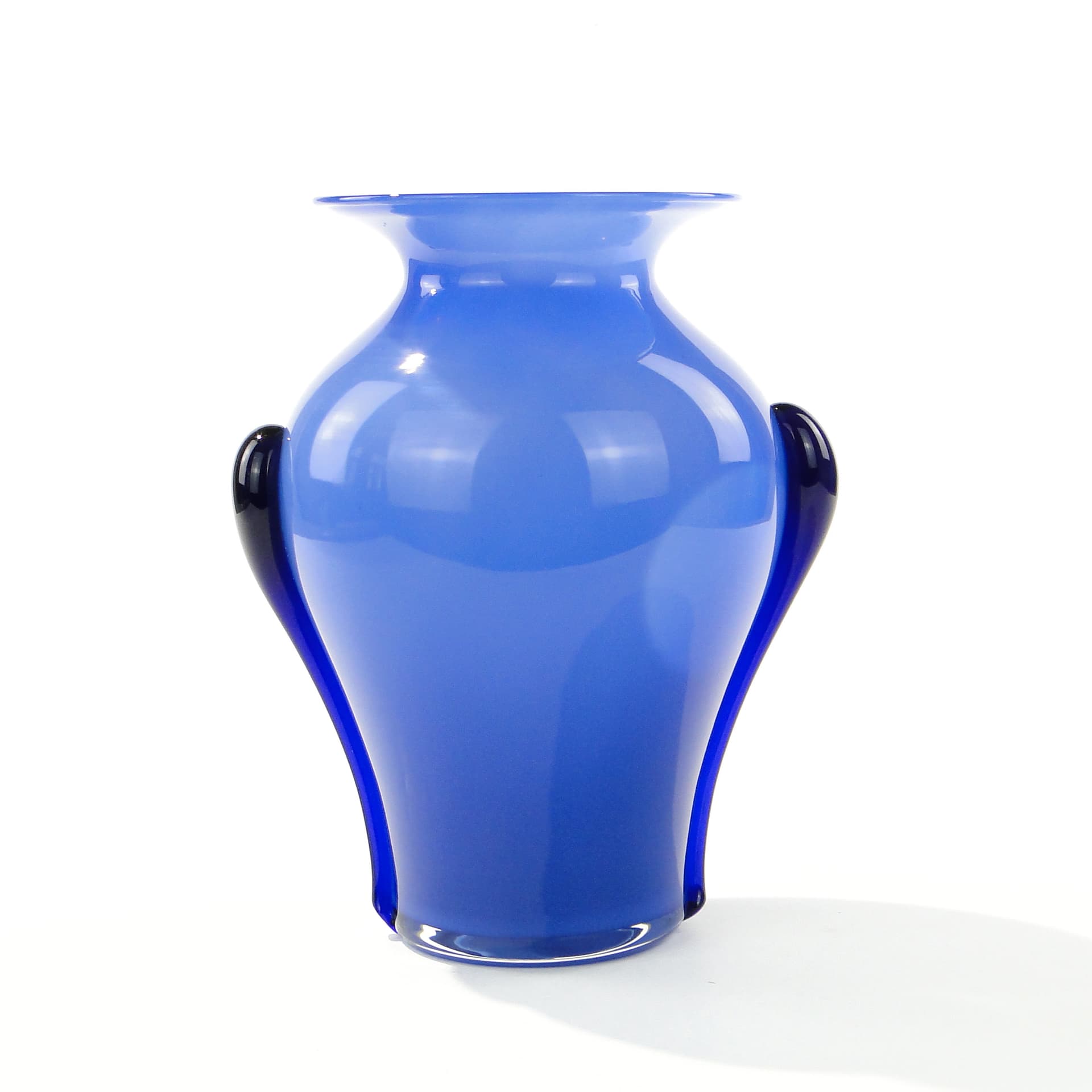 Vase, blue soda-lime glass, by J. Słuczan-Orkusz, Huta Szkła Tarnowiec, Poland, 1970s. - 333262