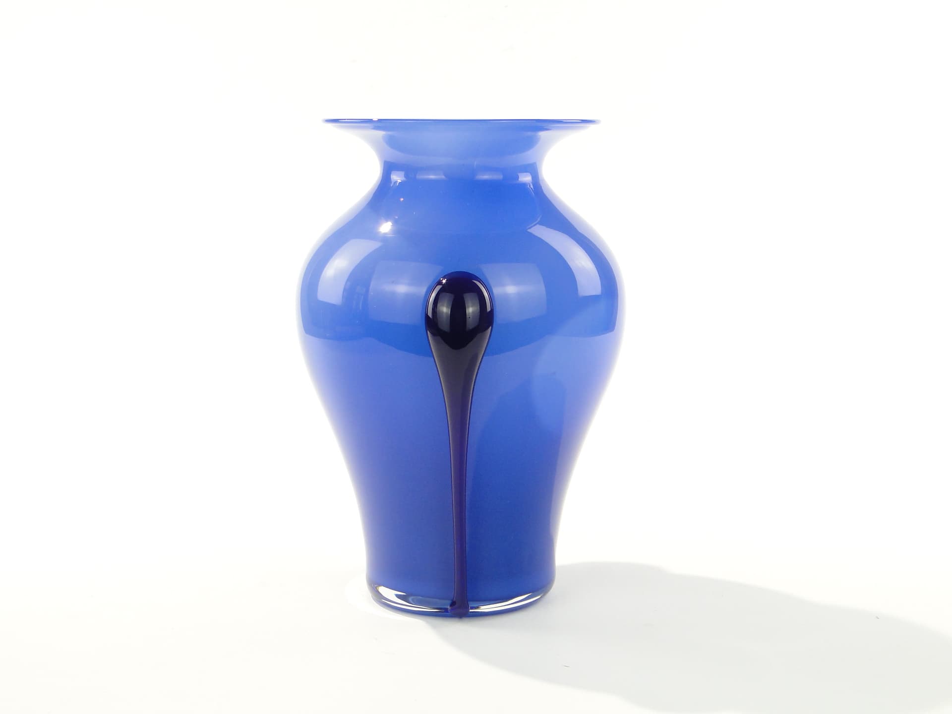 Vase, blue soda-lime glass, by J. Słuczan-Orkusz, Huta Szkła Tarnowiec, Poland, 1970s. - 333256