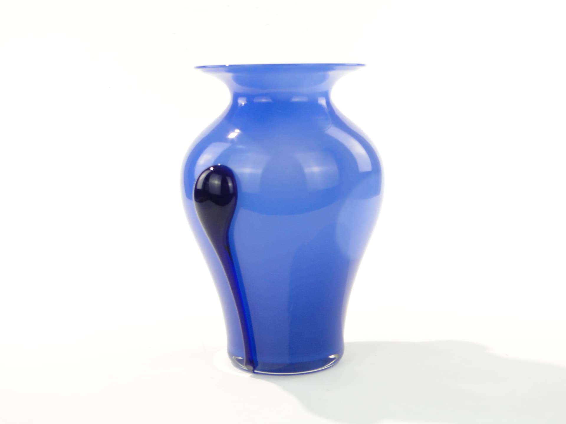 Vase, blue soda-lime glass, by J. Słuczan-Orkusz, Huta Szkła Tarnowiec, Poland, 1970s. - 333257