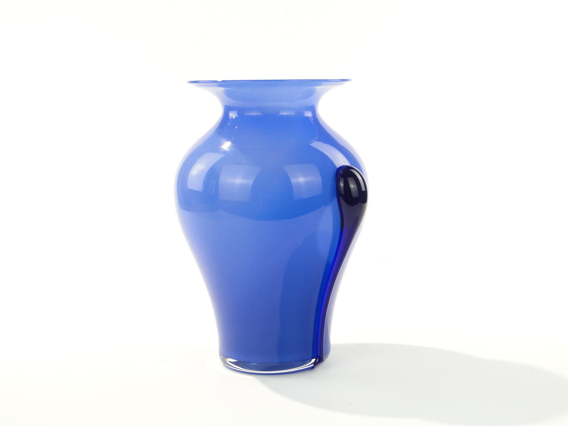 Vase, blue soda-lime glass, by J. Słuczan-Orkusz, Huta Szkła Tarnowiec, Poland, 1970s. - 333255