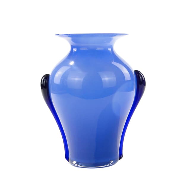 Vase, blue soda-lime glass, by J. Słuczan-Orkusz, Huta Szkła Tarnowiec, Poland, 1970s. - DIMENSION