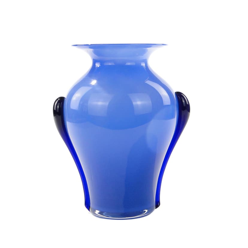 Vase, blue soda-lime glass, by J. Słuczan-Orkusz, Huta Szkła Tarnowiec, Poland, 1970s.