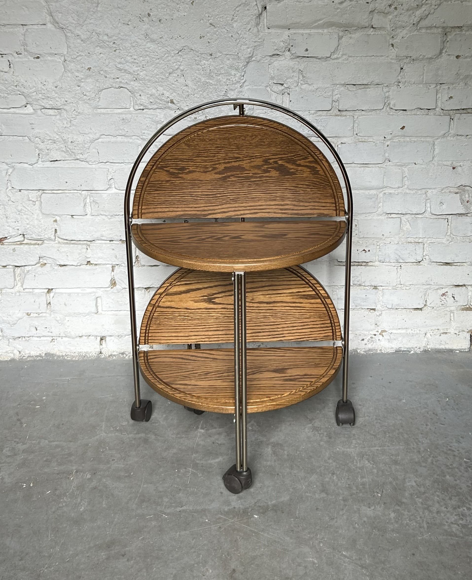 Bar cart, brown wood, golden brass, 1970s - 333280