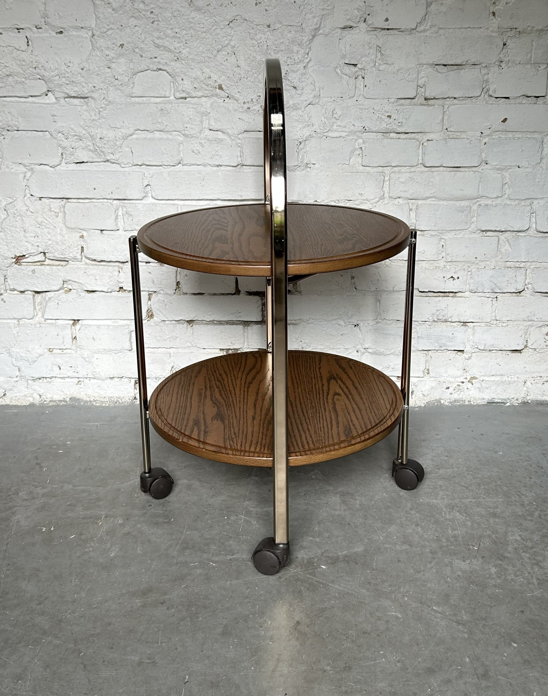 Bar cart, brown wood, golden brass, 1970s - 333281