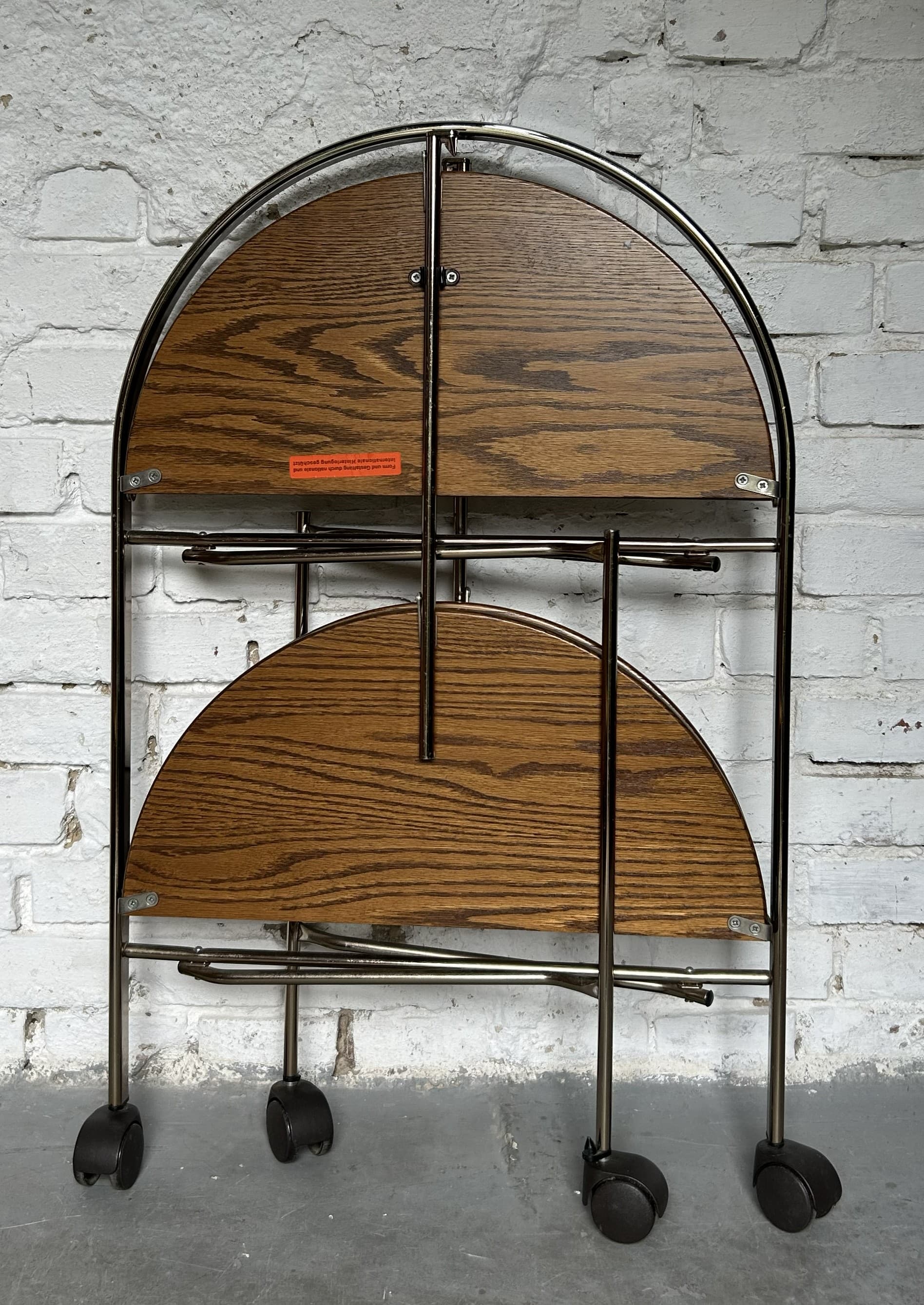 Bar cart, brown wood, golden brass, 1970s - 333285
