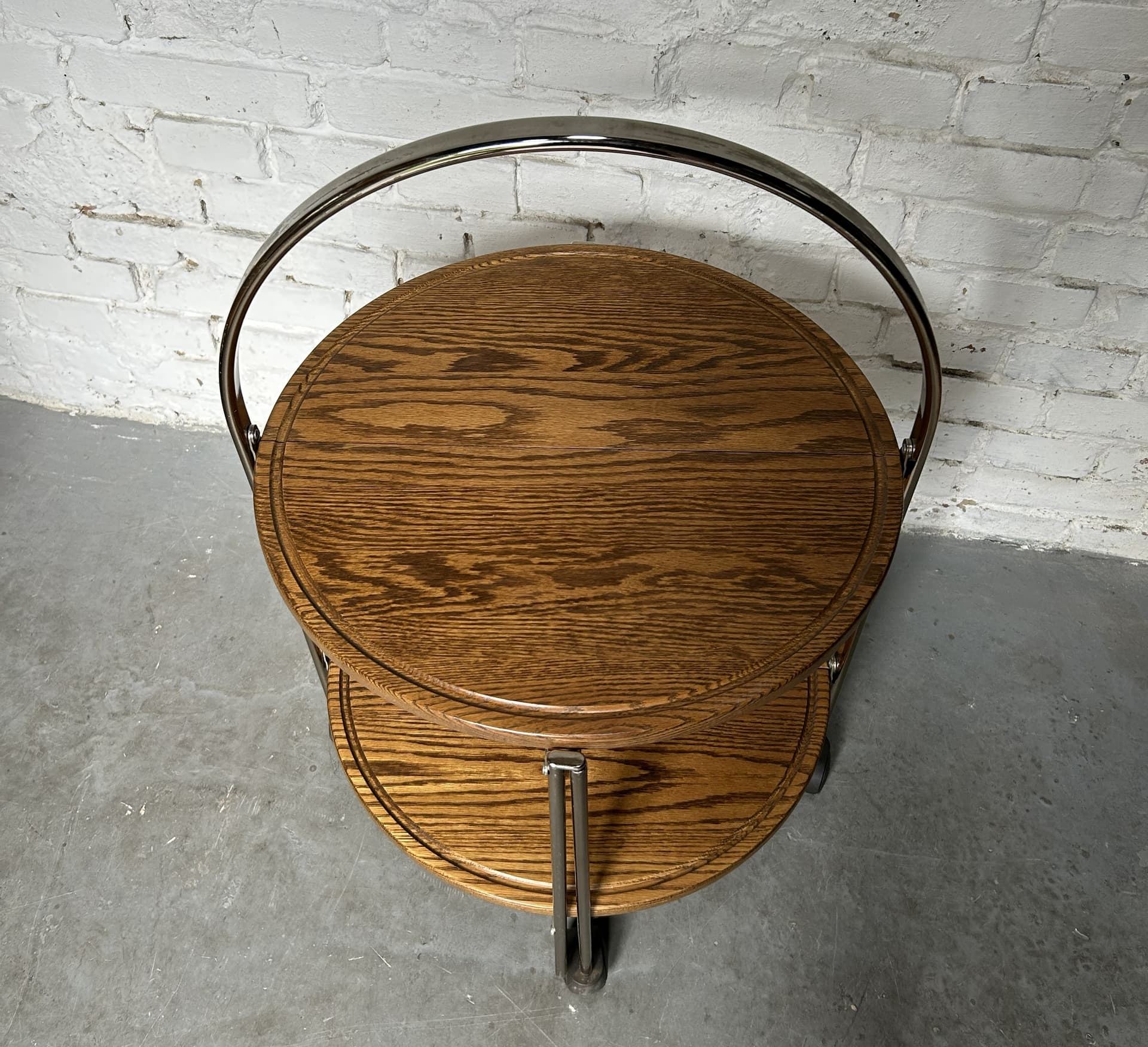 Bar cart, brown wood, golden brass, 1970s - 333284