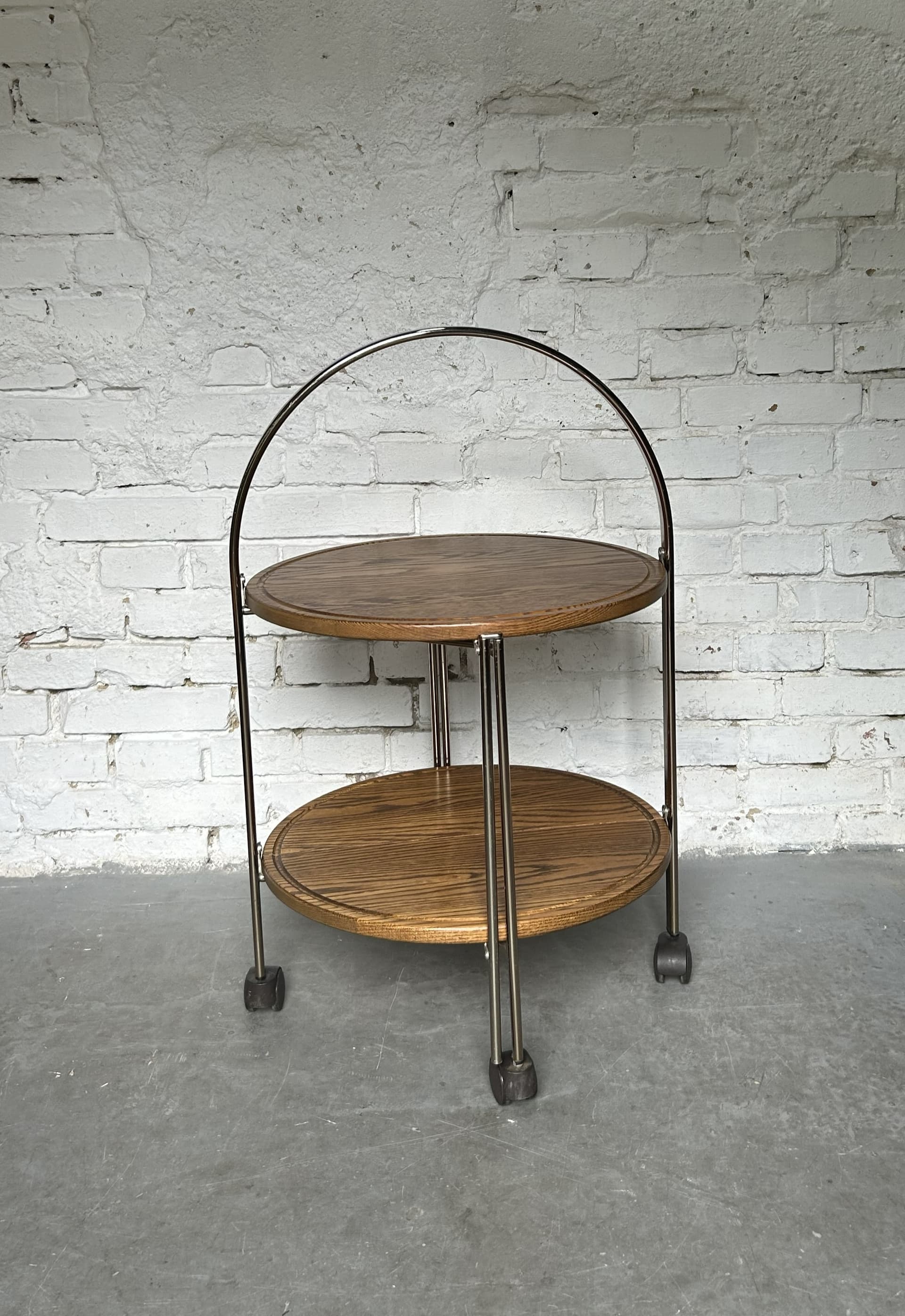Bar cart, brown wood, golden brass, 1970s - 333279
