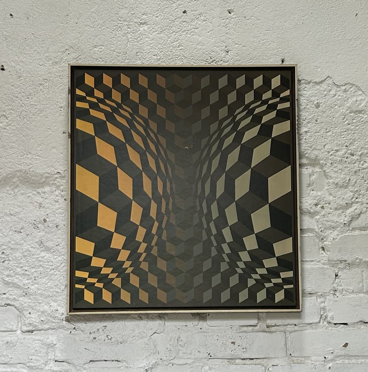 Art print Cheyt Gordes 54x58 cm, gold, grey, black, by V. Vasarely, 1970s - 333288