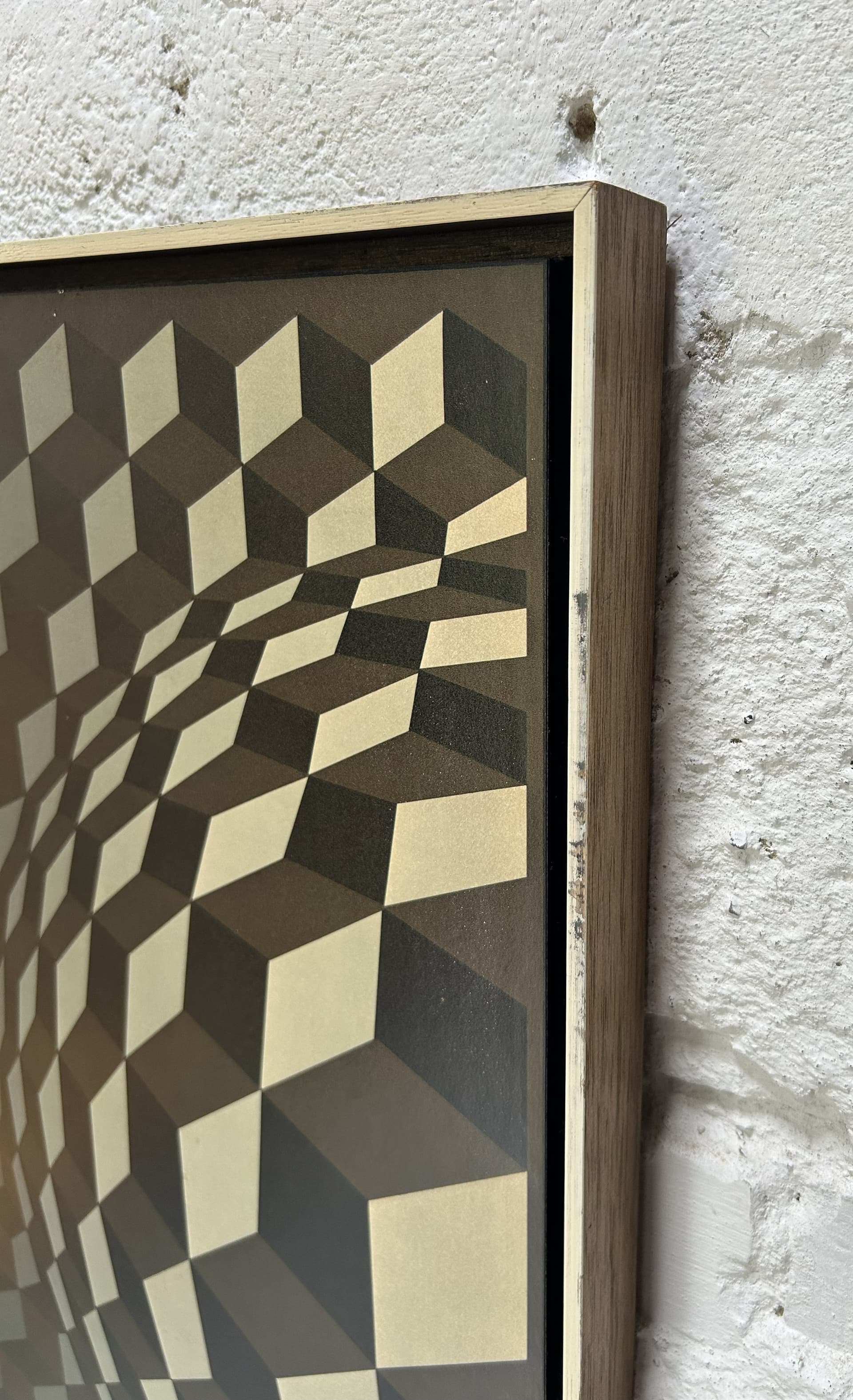 Art print Cheyt Gordes 54x58 cm, gold, grey, black, by V. Vasarely, 1970s - 333292