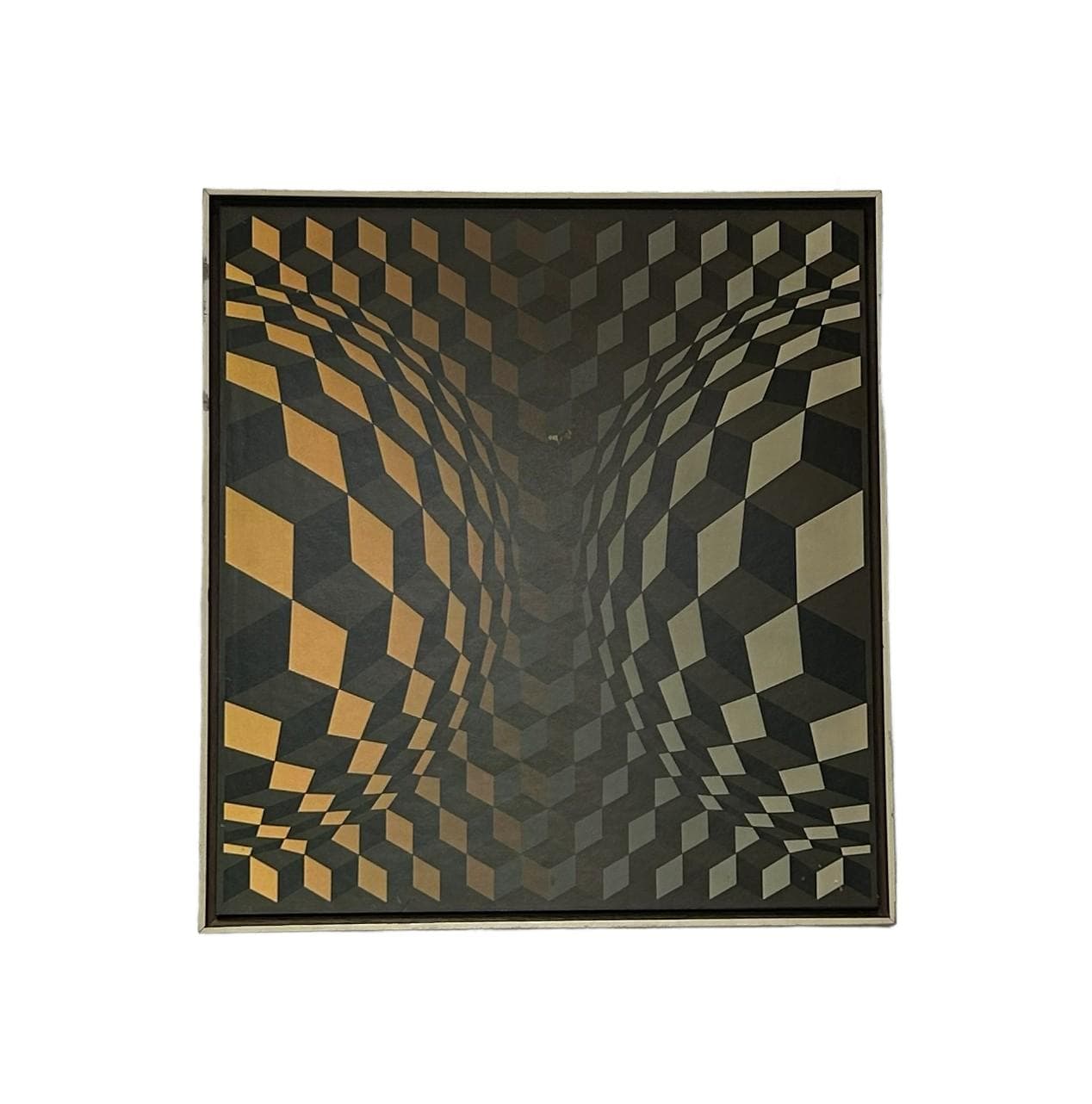 Art print Cheyt Gordes 54x58 cm, gold, grey, black, by V. Vasarely, 1970s