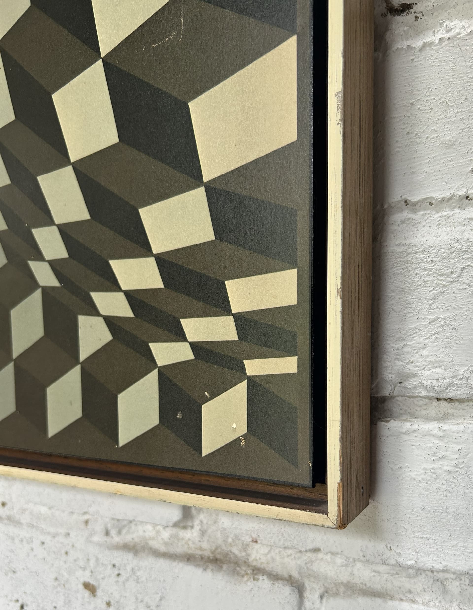 Art print Cheyt Gordes 54x58 cm, gold, grey, black, by V. Vasarely, 1970s - 333290
