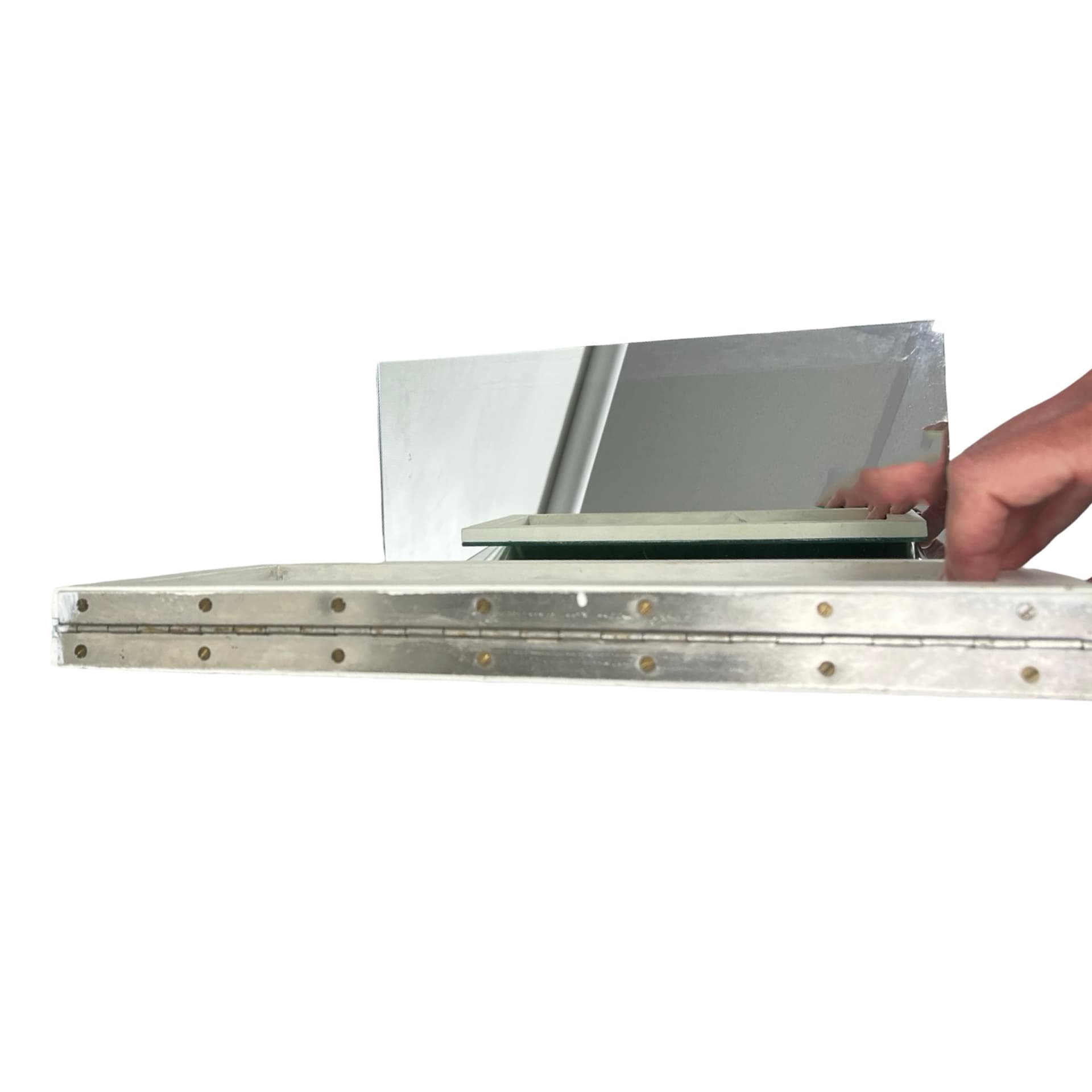 Three-Part Folding Mirror, silver, glass plastic, Poland, 1970s. - 333316